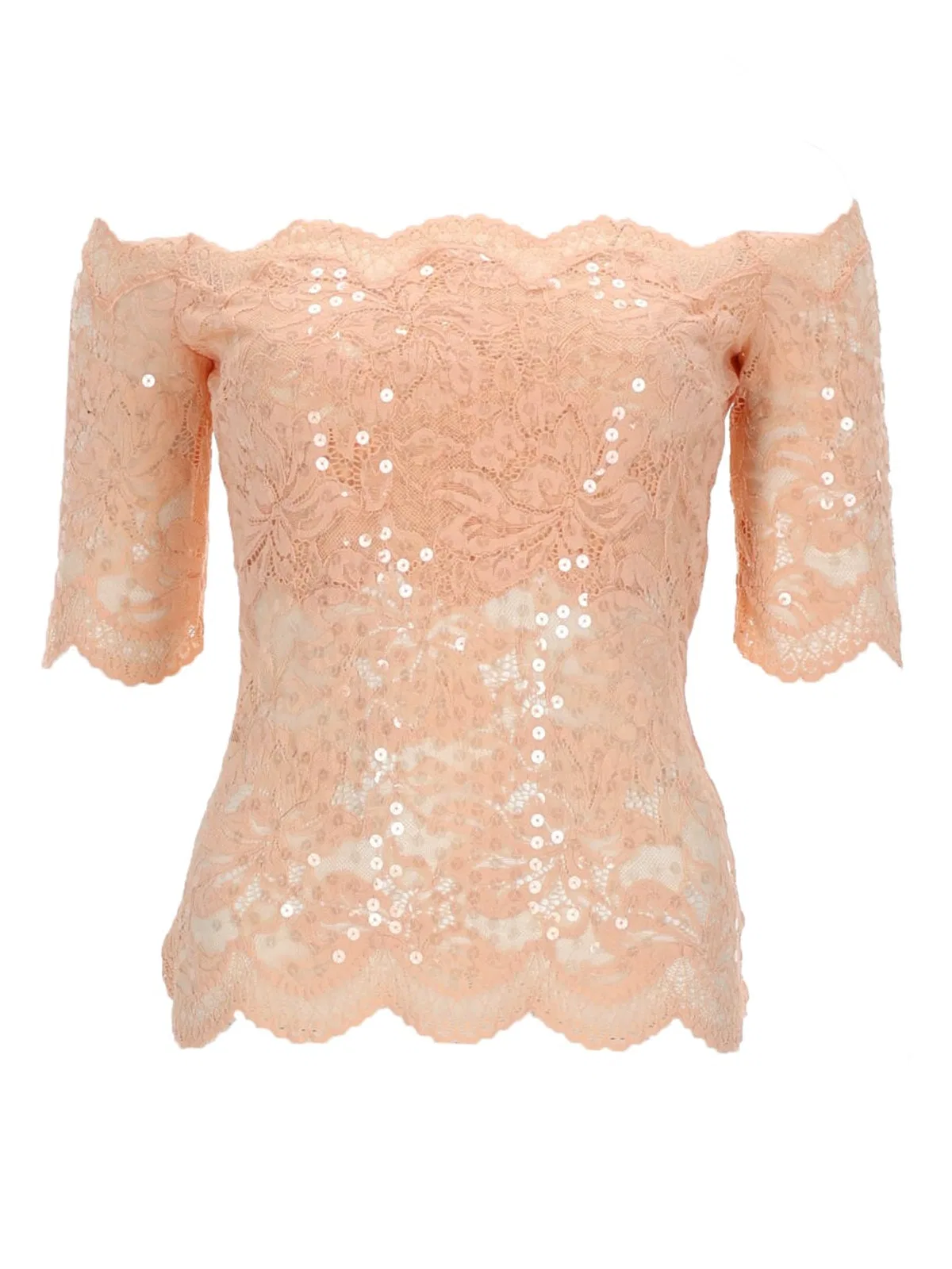 Paco Rabanne Top In Pizzo Con Paillettes