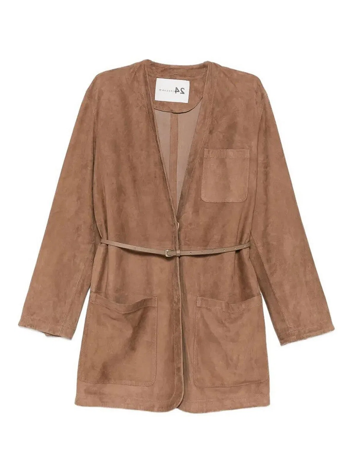Manzoni 24 Suede Jacket With Leather Belt