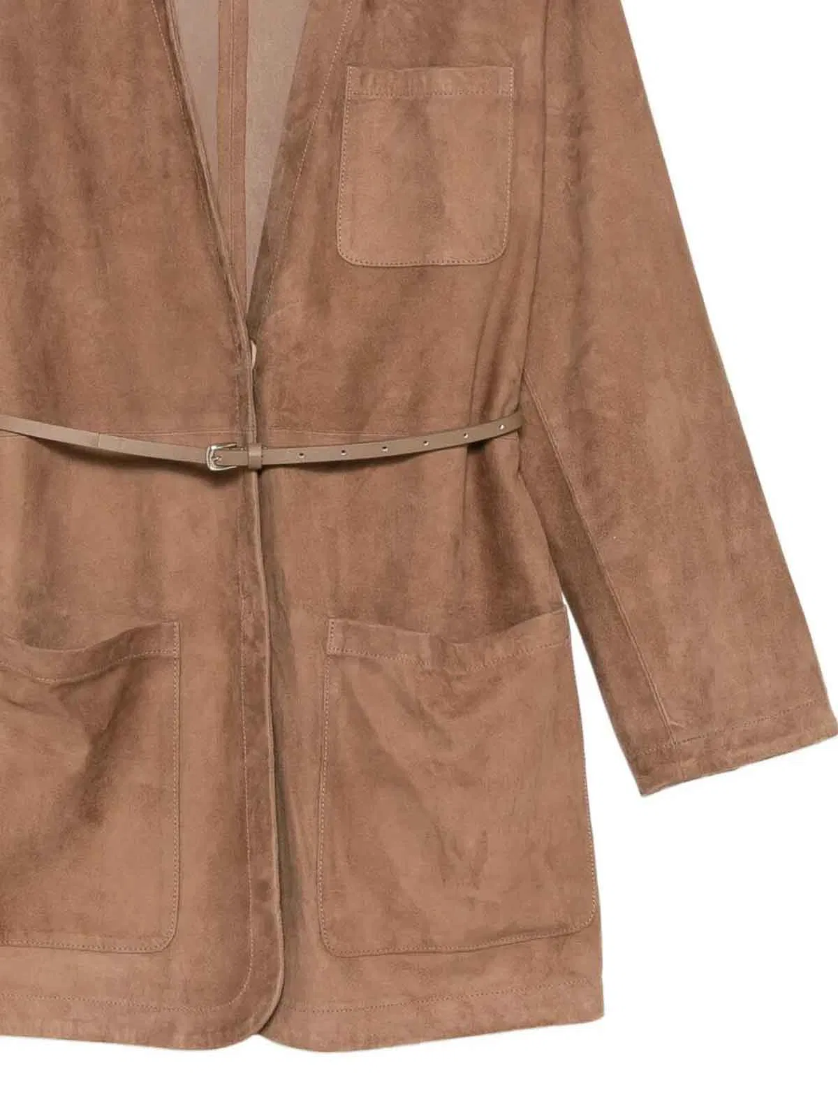 Manzoni 24 Suede Jacket With Leather Belt