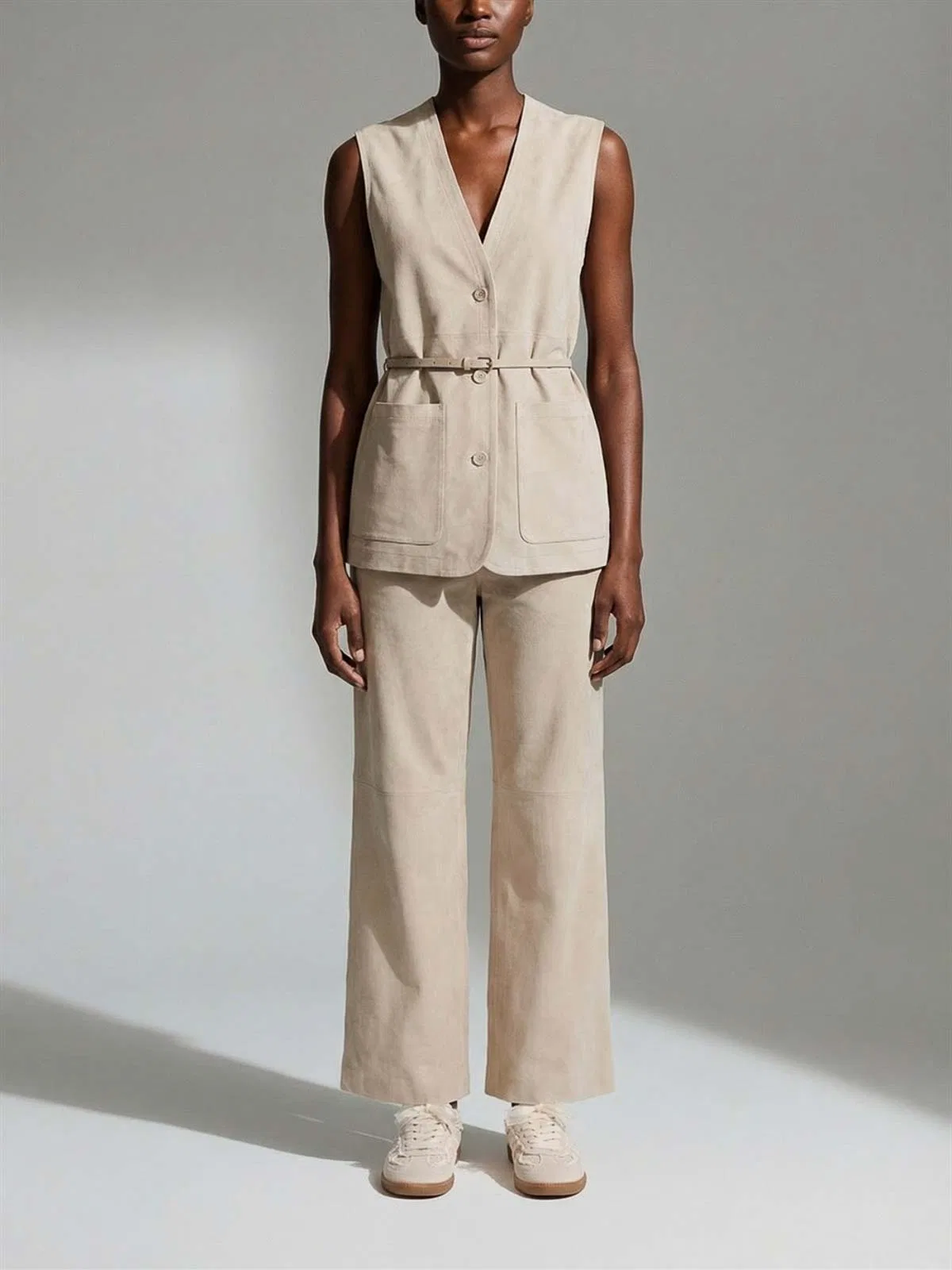 Manzoni 24 Suede Vest With Leather Belt