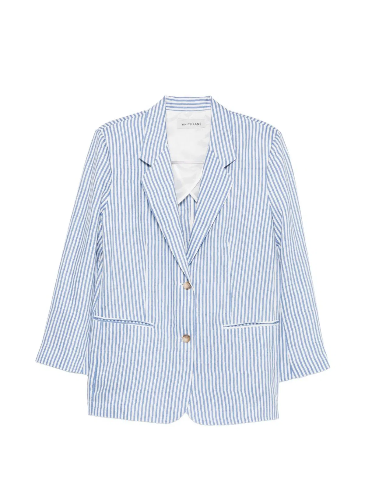 White Sand Linen Blend Single-Breasted Jacket