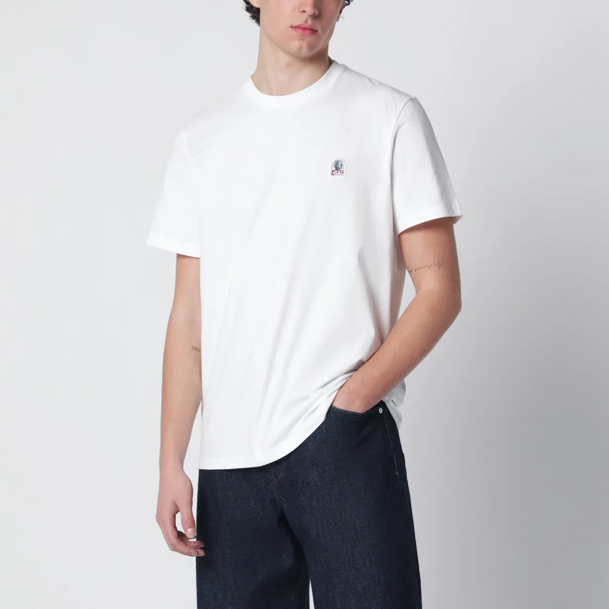 Parajumpers White Regular-Fit T-Shirt With Logo Patc