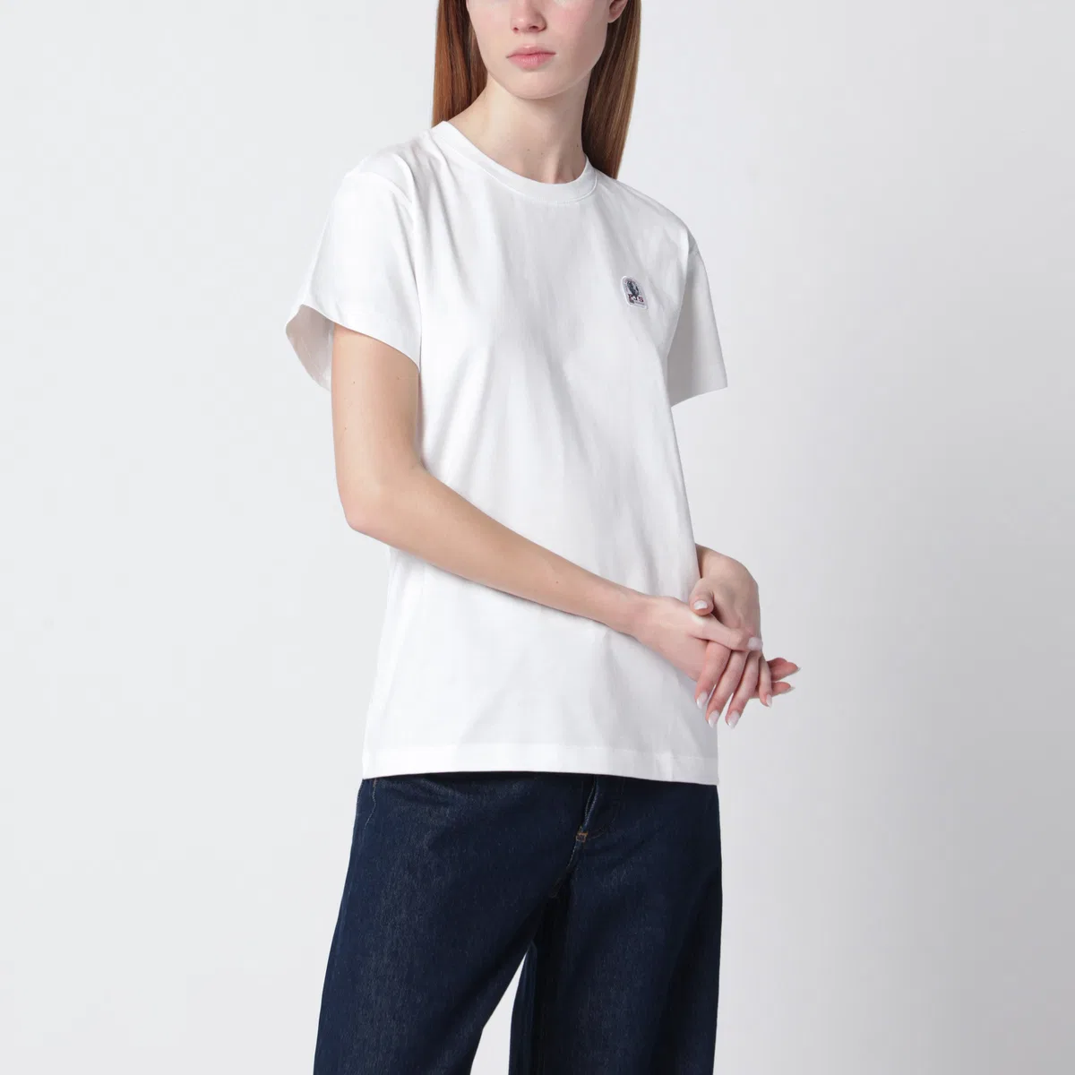 Parajumpers White Cotton T-Shirt With Logo Patch
