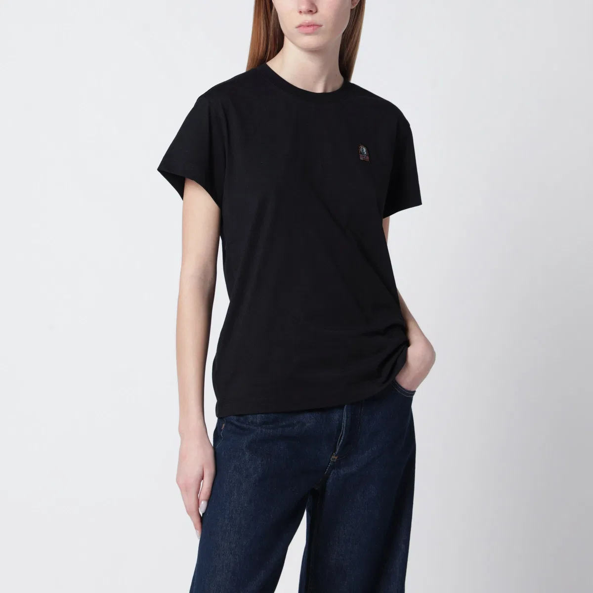 Parajumpers Black Cotton T-Shirt With Logo Patch