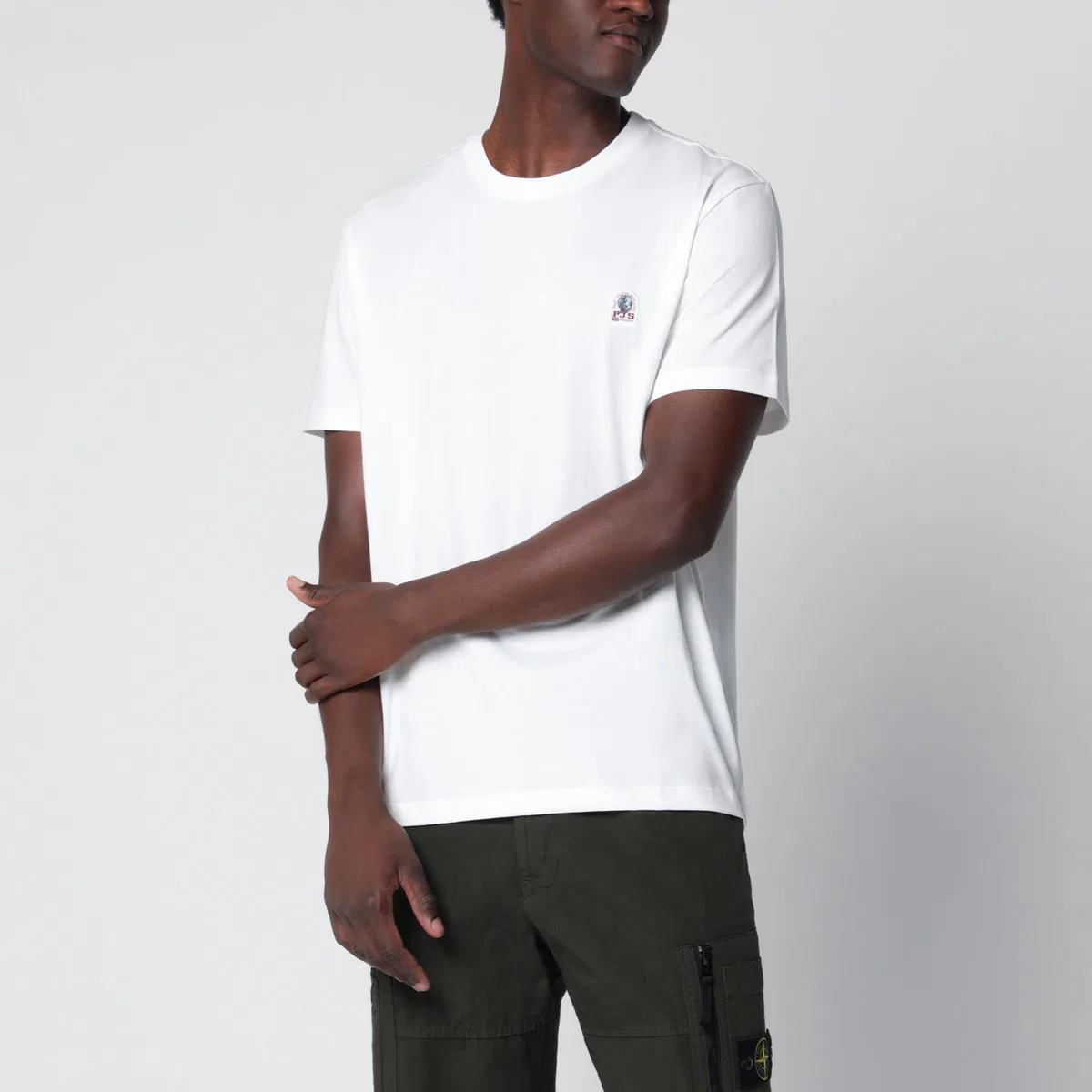 Parajumpers White Cotton T-Shirt With Logo Patch