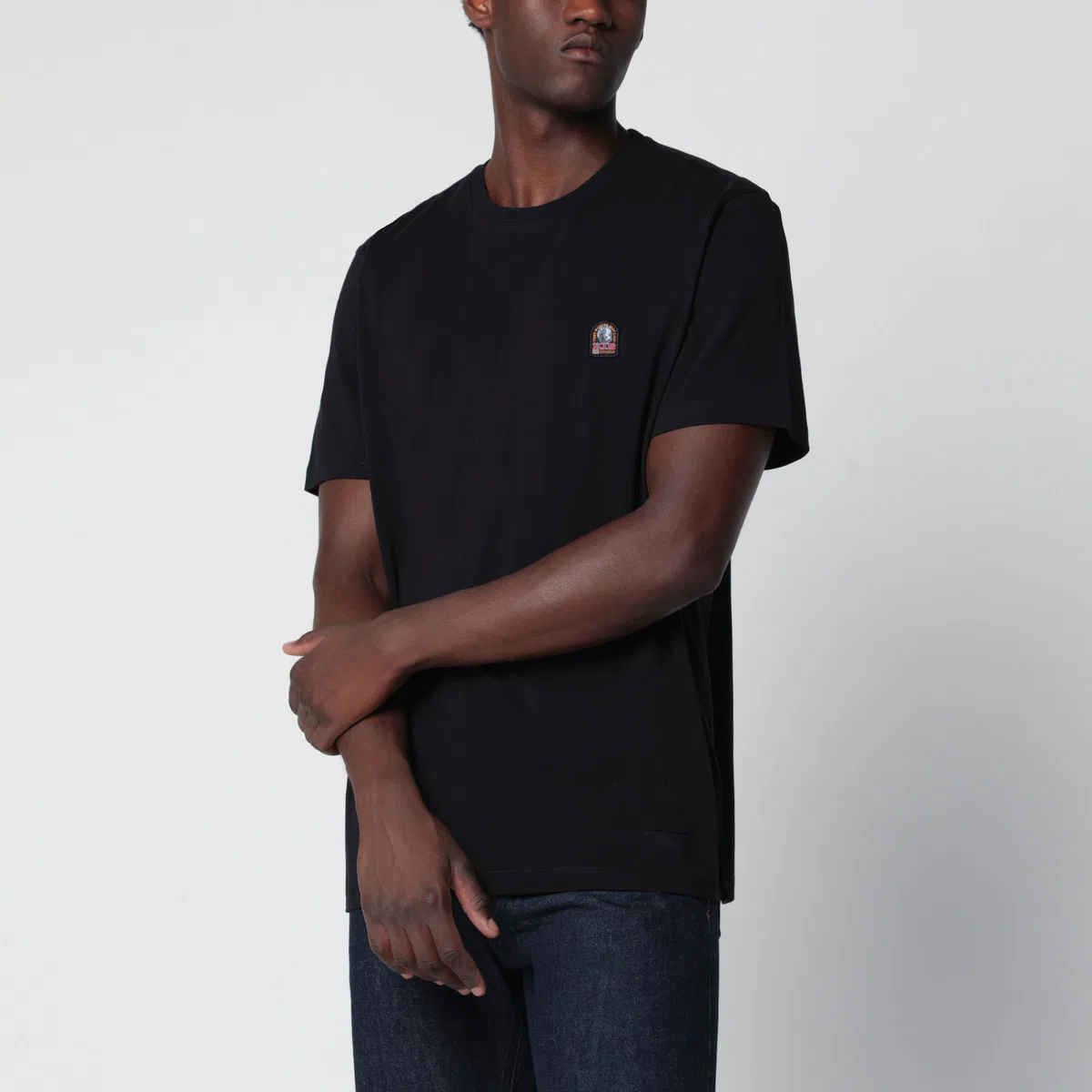 Parajumpers Black Cotton T-Shirt With Logo Patch