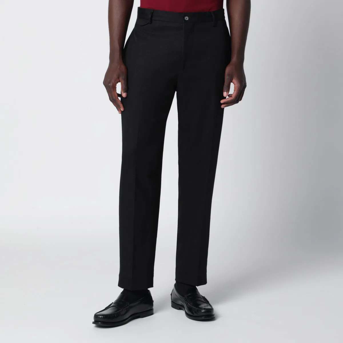 Santaniello Black Cotton And Linen Trousers