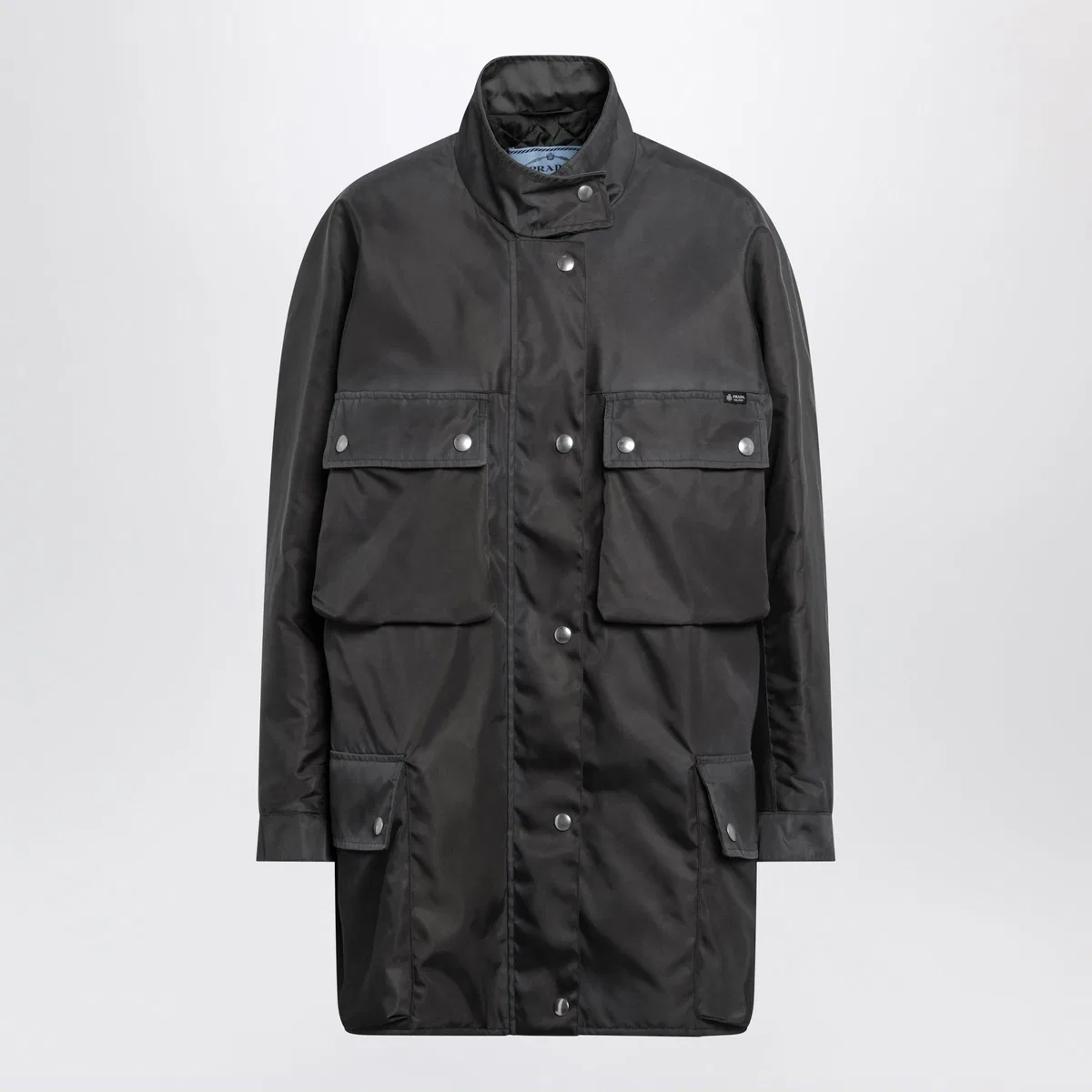 Prada Leadcolored Washed Renylon Raincoat