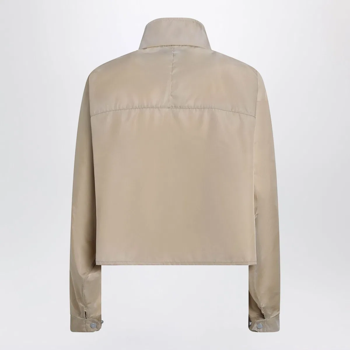 Prada Short Renylon Raincoat In Camel