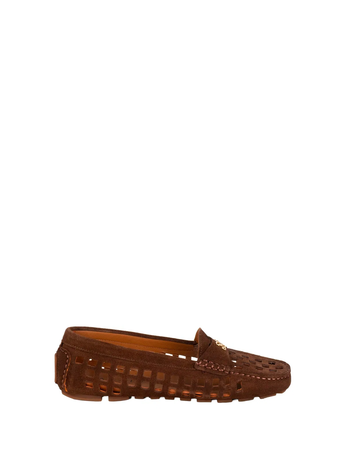 Casadei Brown Perforated Leather Loafers