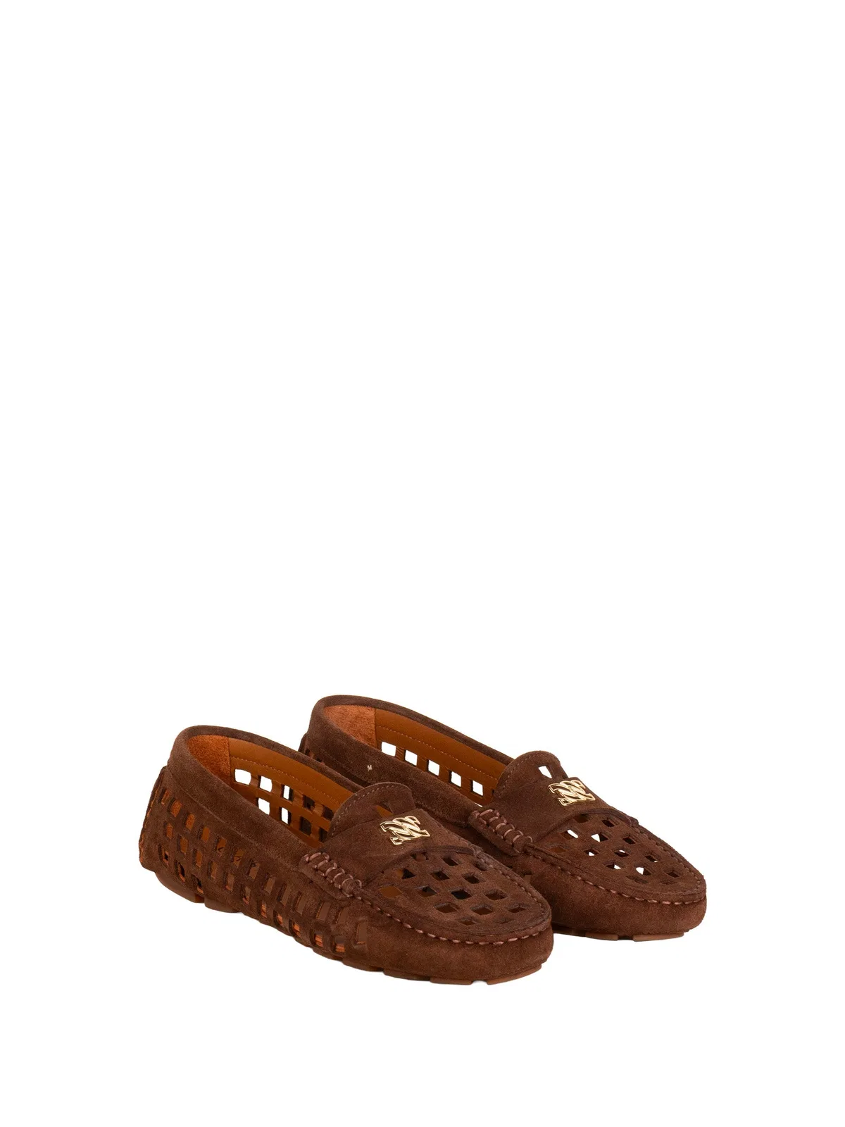 Casadei Brown Perforated Leather Loafers