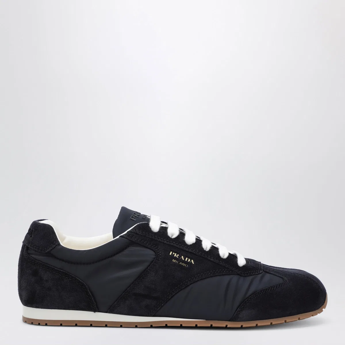 Prada Blue Fabric And Suede Sneakers