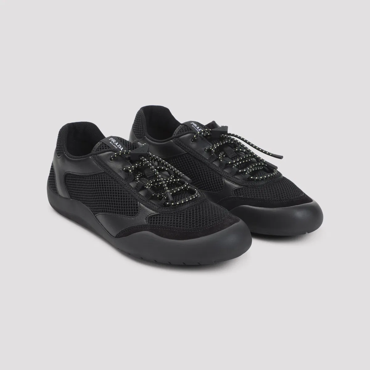 Prada Speedrock Leather And Mesh Fabric Sneake