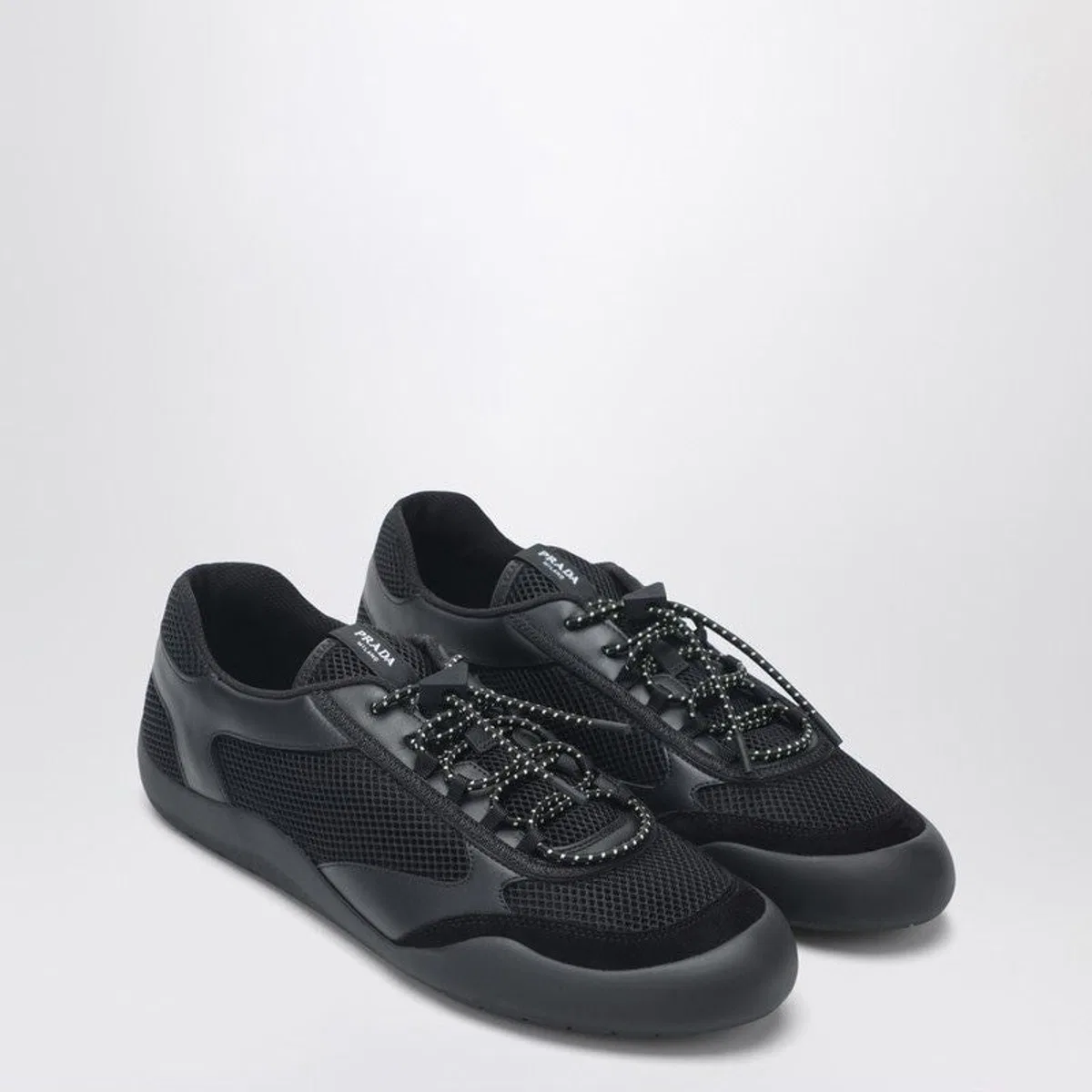 Prada Black Speedrock Sneakers In Leather And