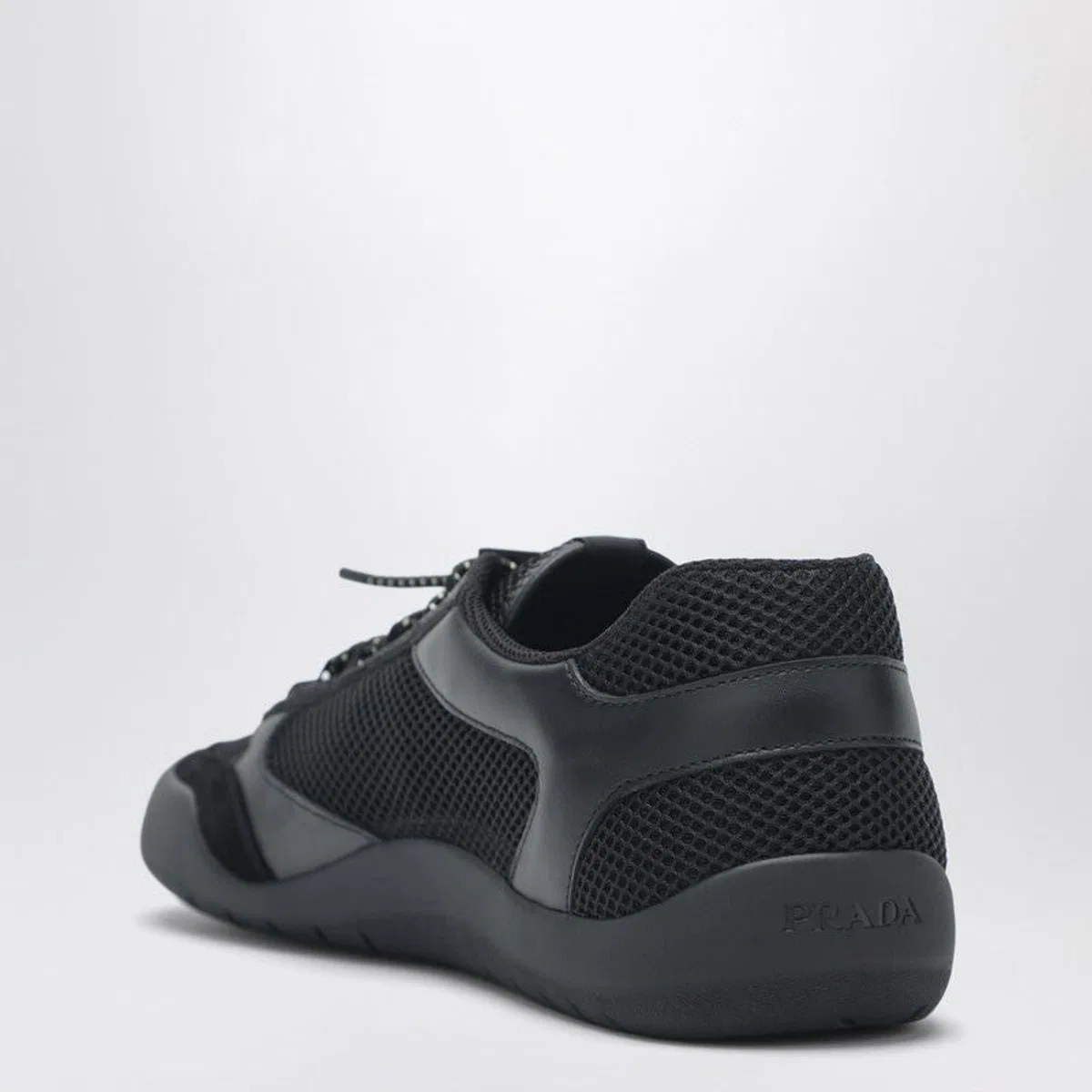 Prada Black Speedrock Sneakers In Leather And