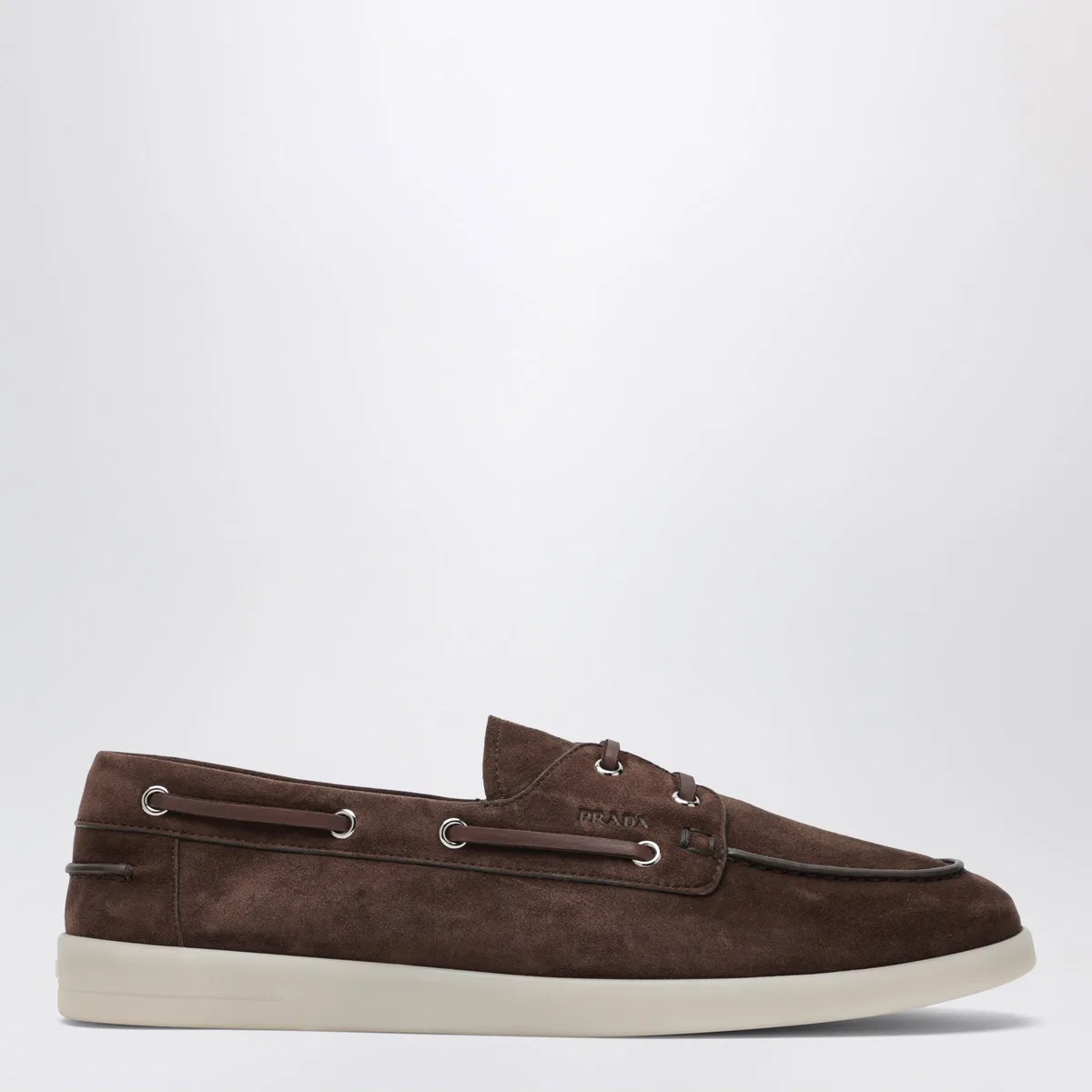 Prada Brown Suede Boat Shoes