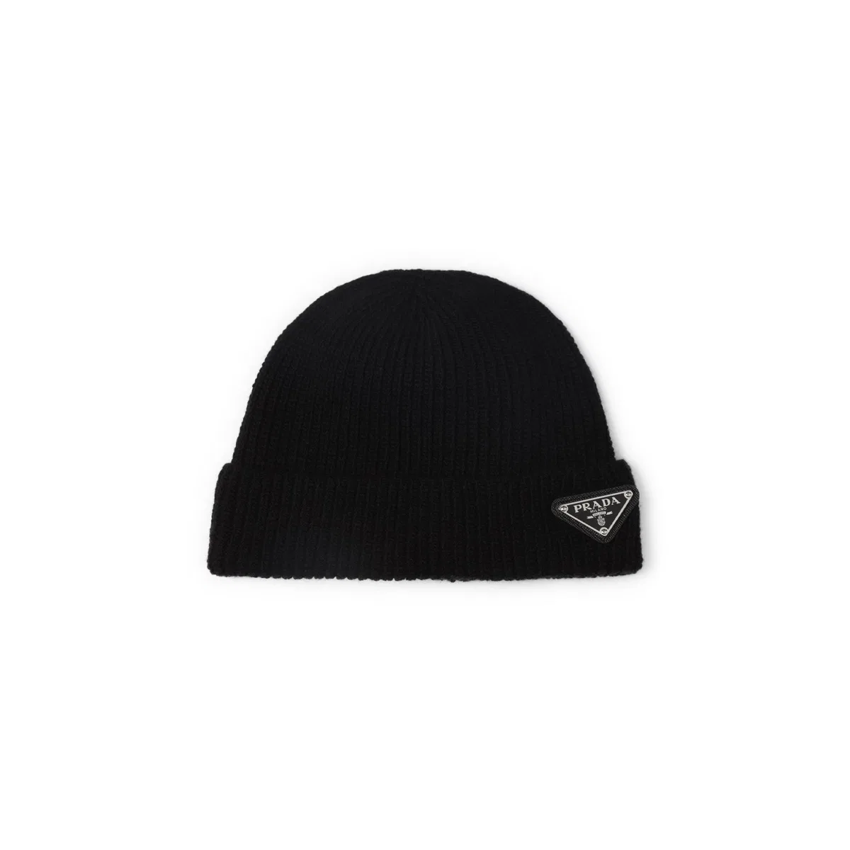 Prada Black Wool Blend Beanie Hat