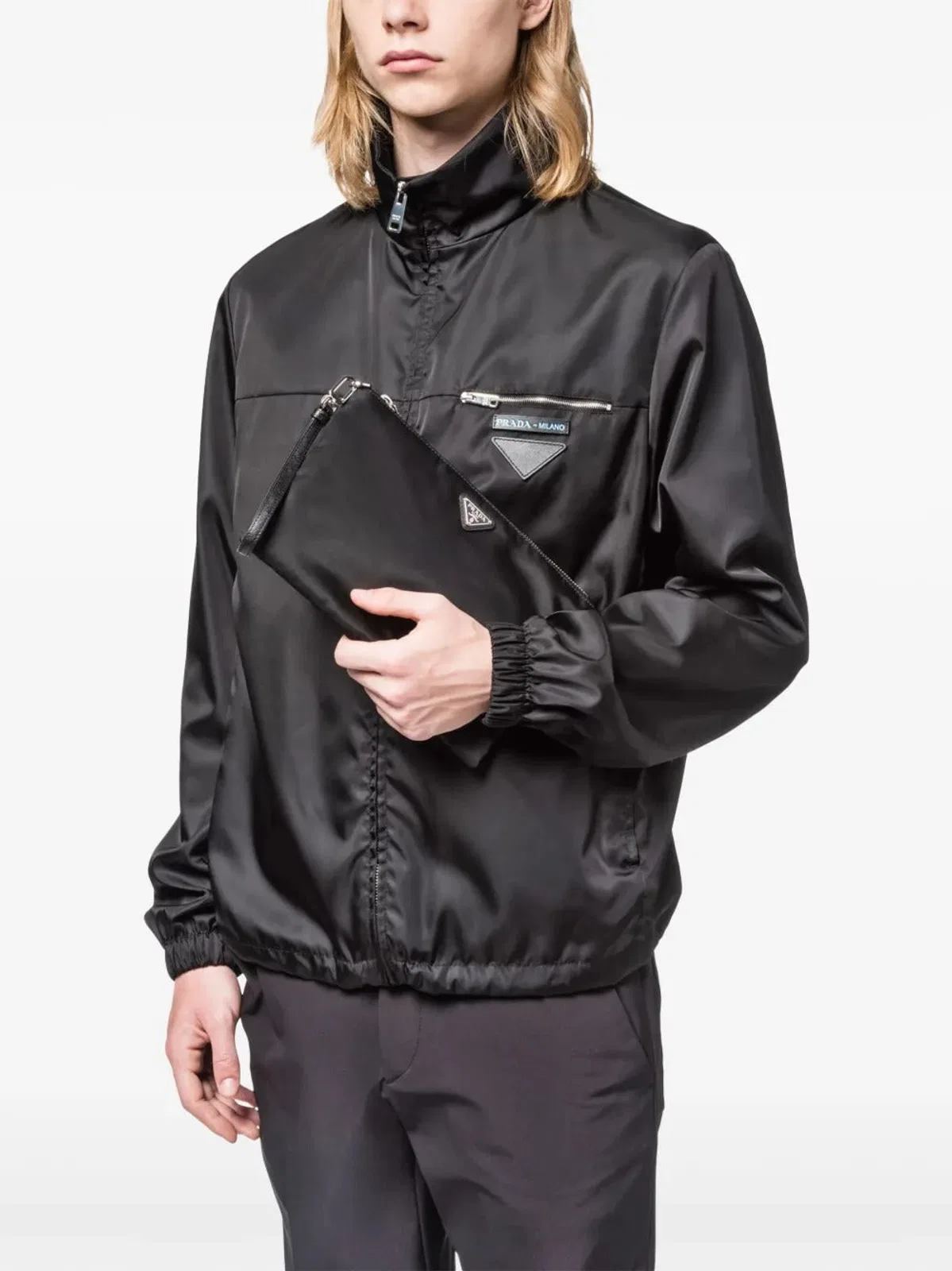 Prada Re-Nylon And Saffiano Leather Pouch