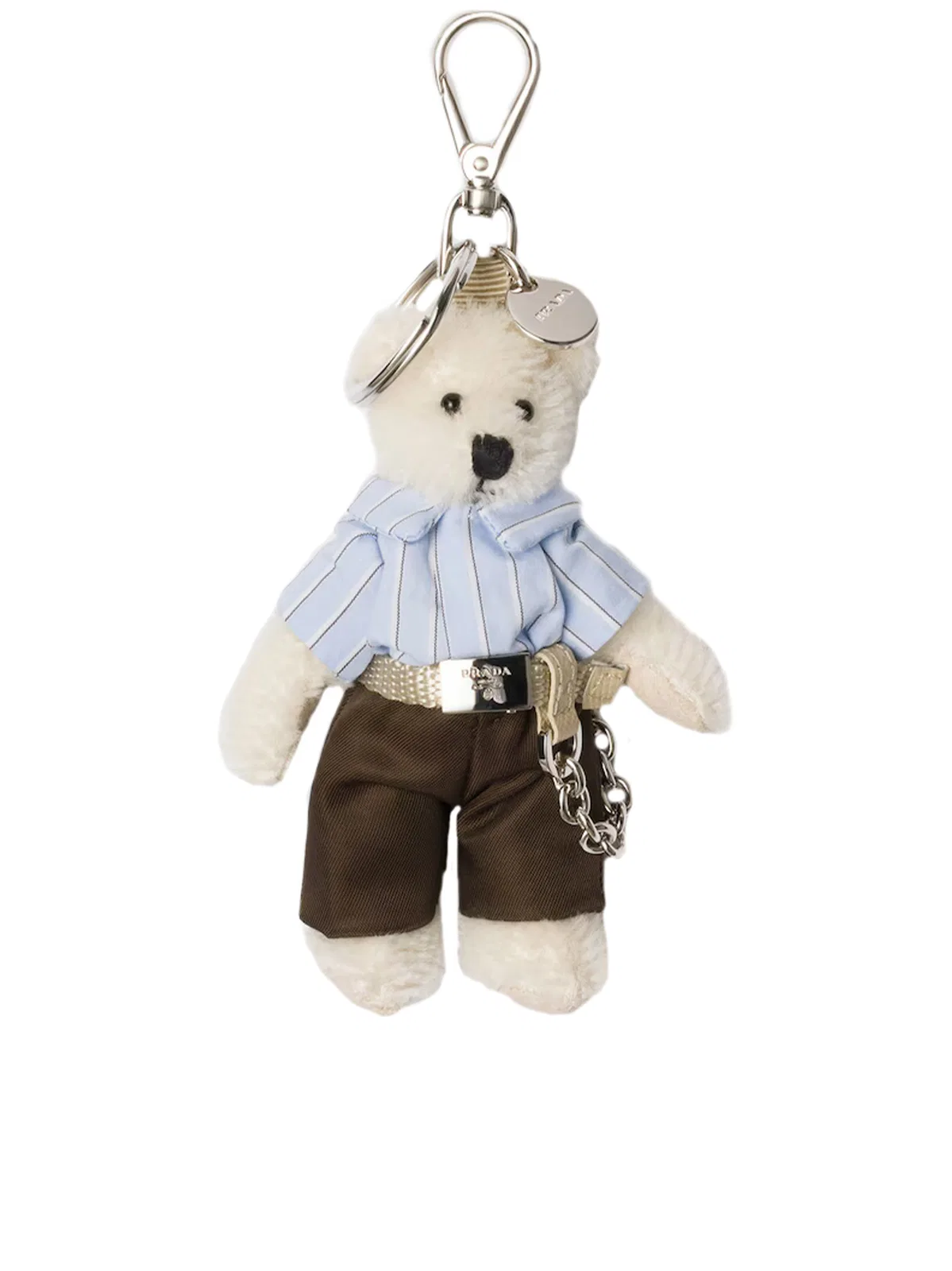 Prada Grey Steel Trick Orsetto Key Ring