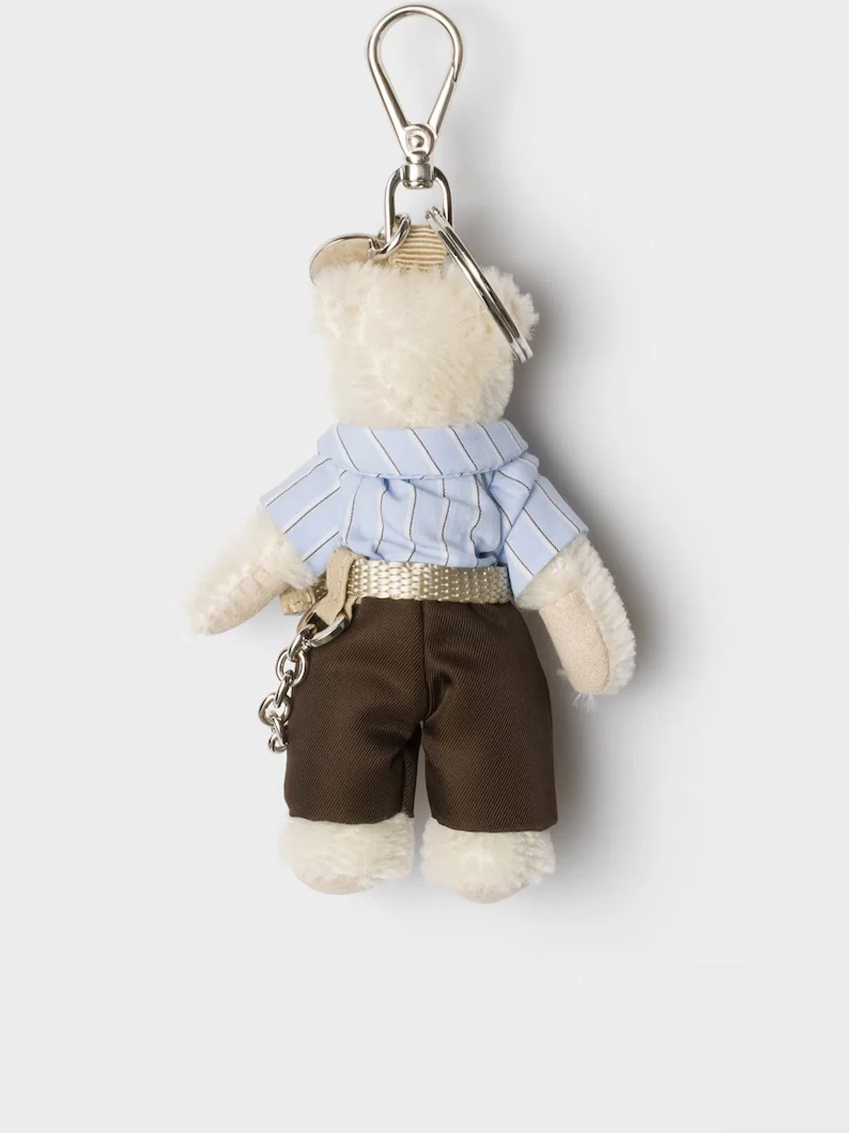 Prada Grey Steel Trick Orsetto Key Ring