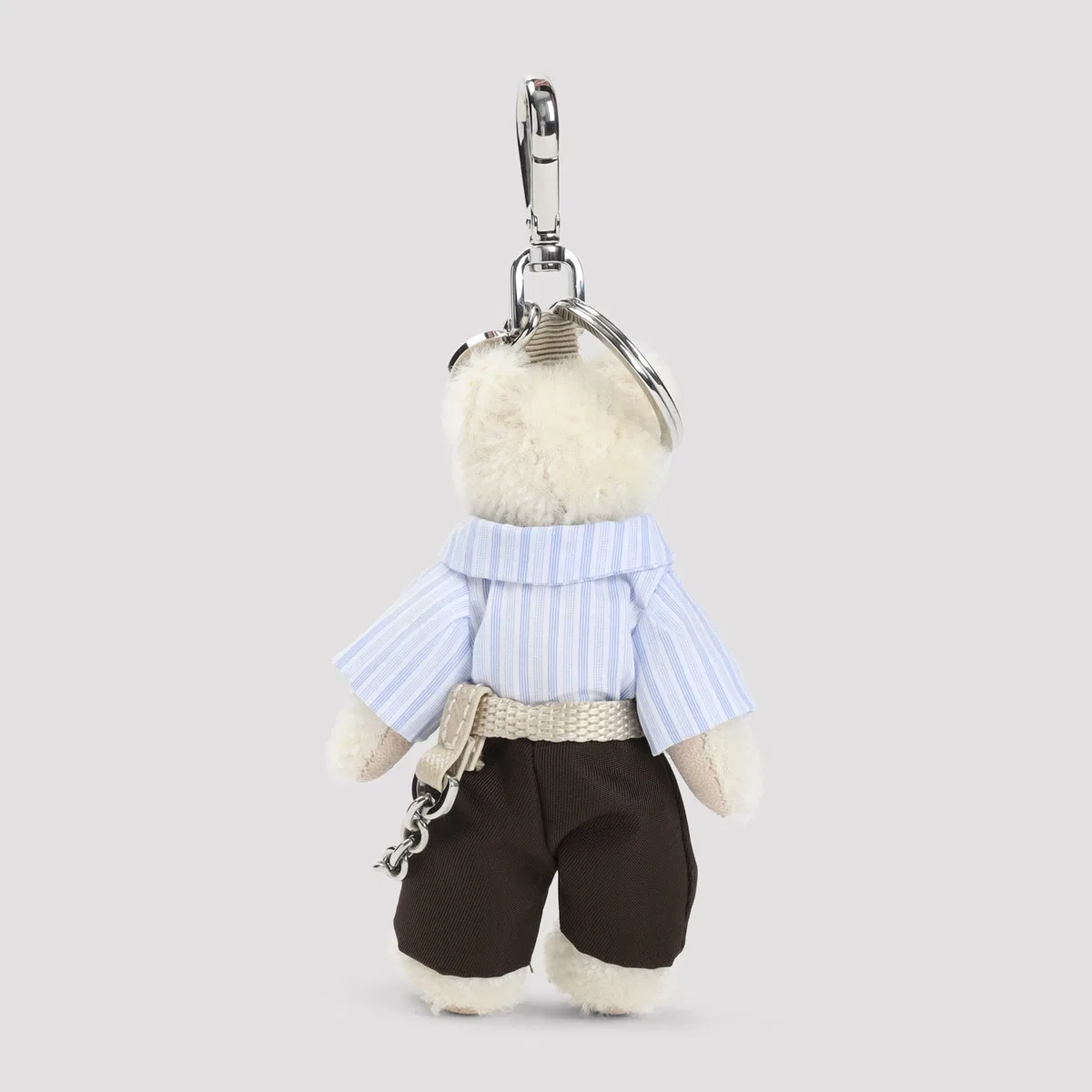 Prada Grey Steel Trick Orsetto Key Ring
