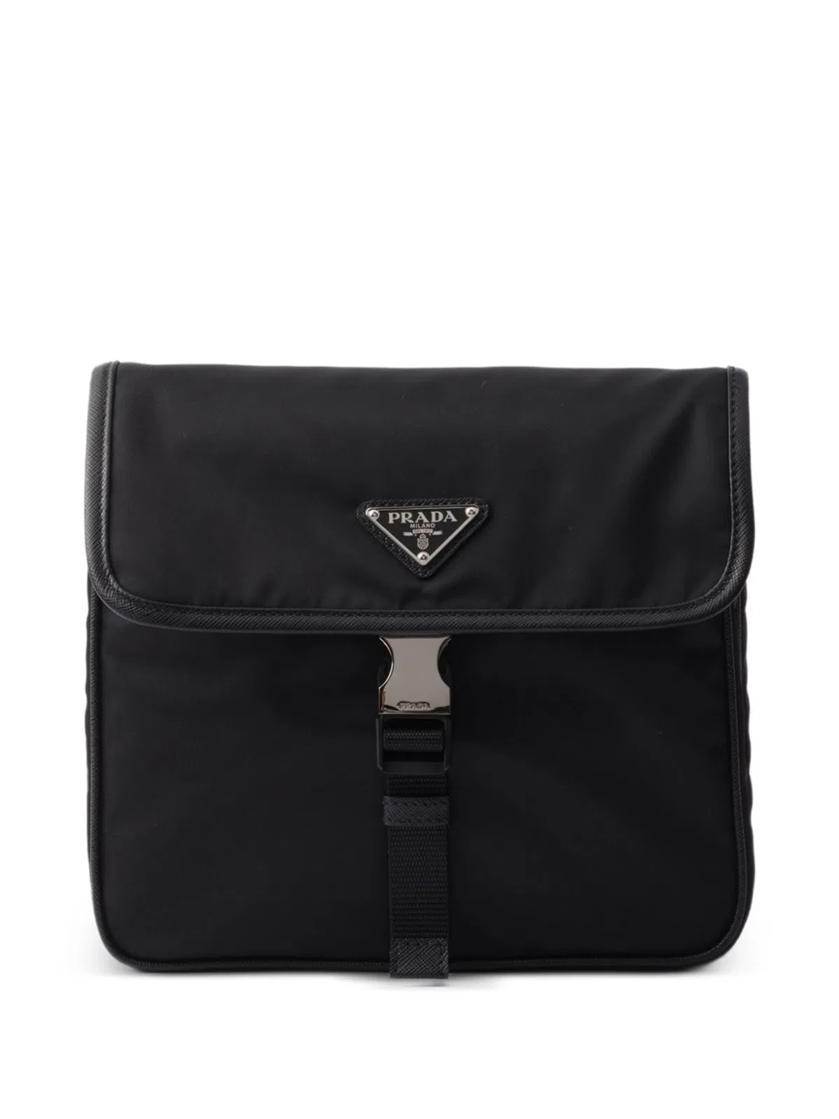 Prada Black Recycled Polyamide Calf Leather Ba
