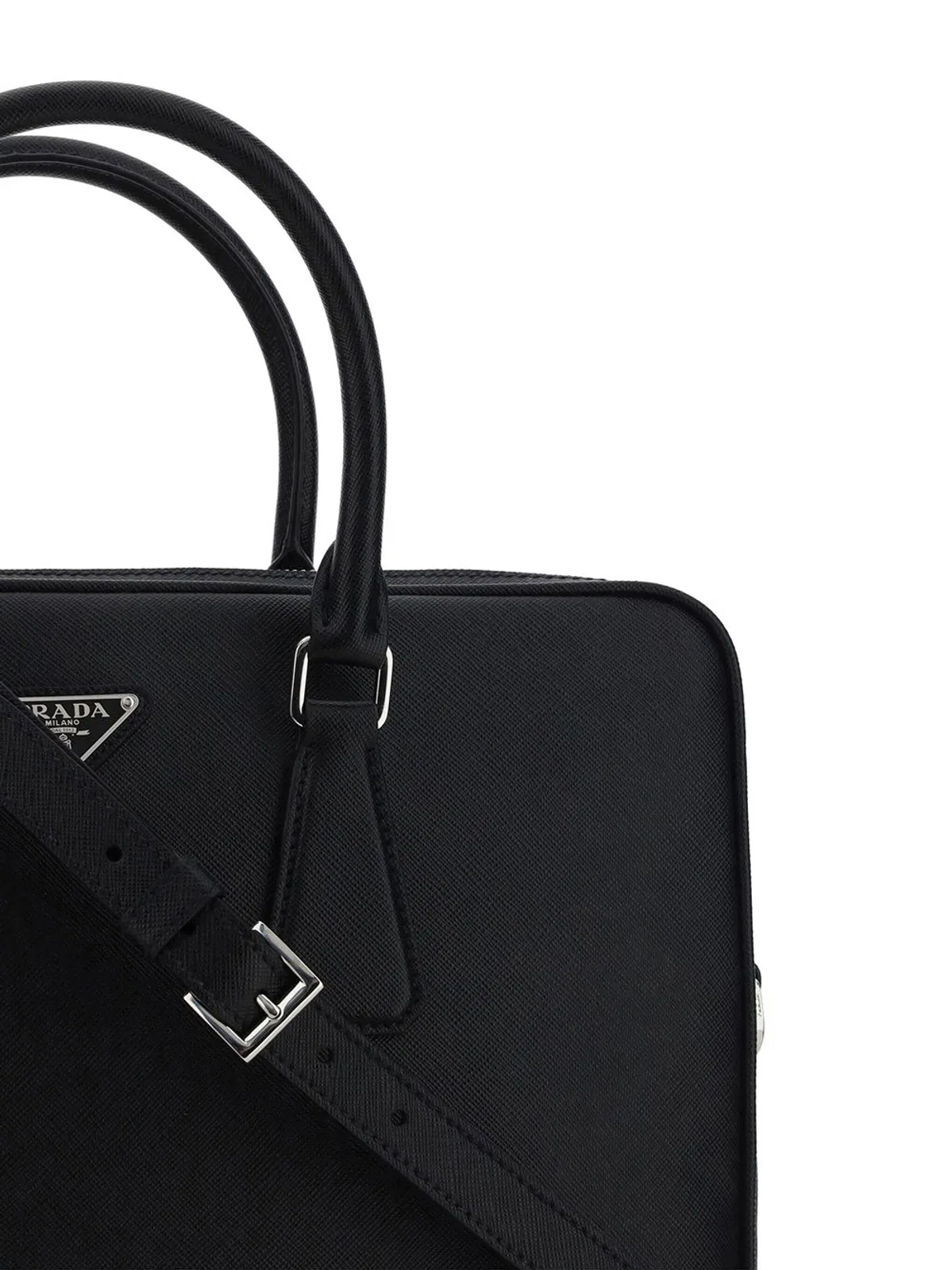 Prada Black Leather Brief Case