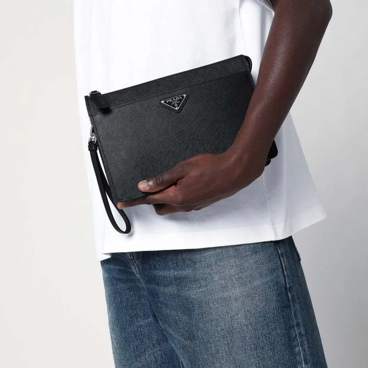 Prada Black Saffiano Leather Pouch
