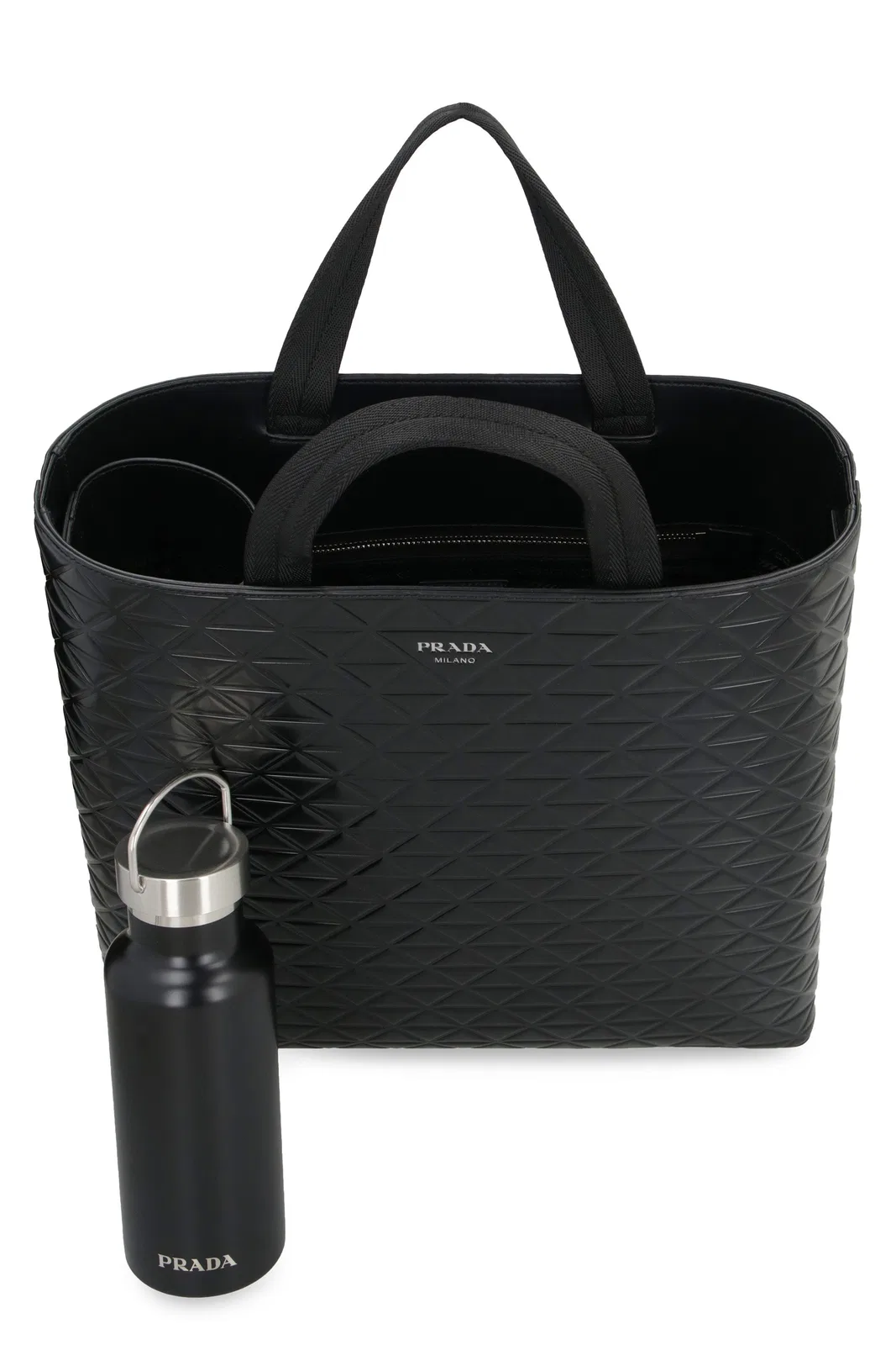 Prada Black Leather Shopping Bag