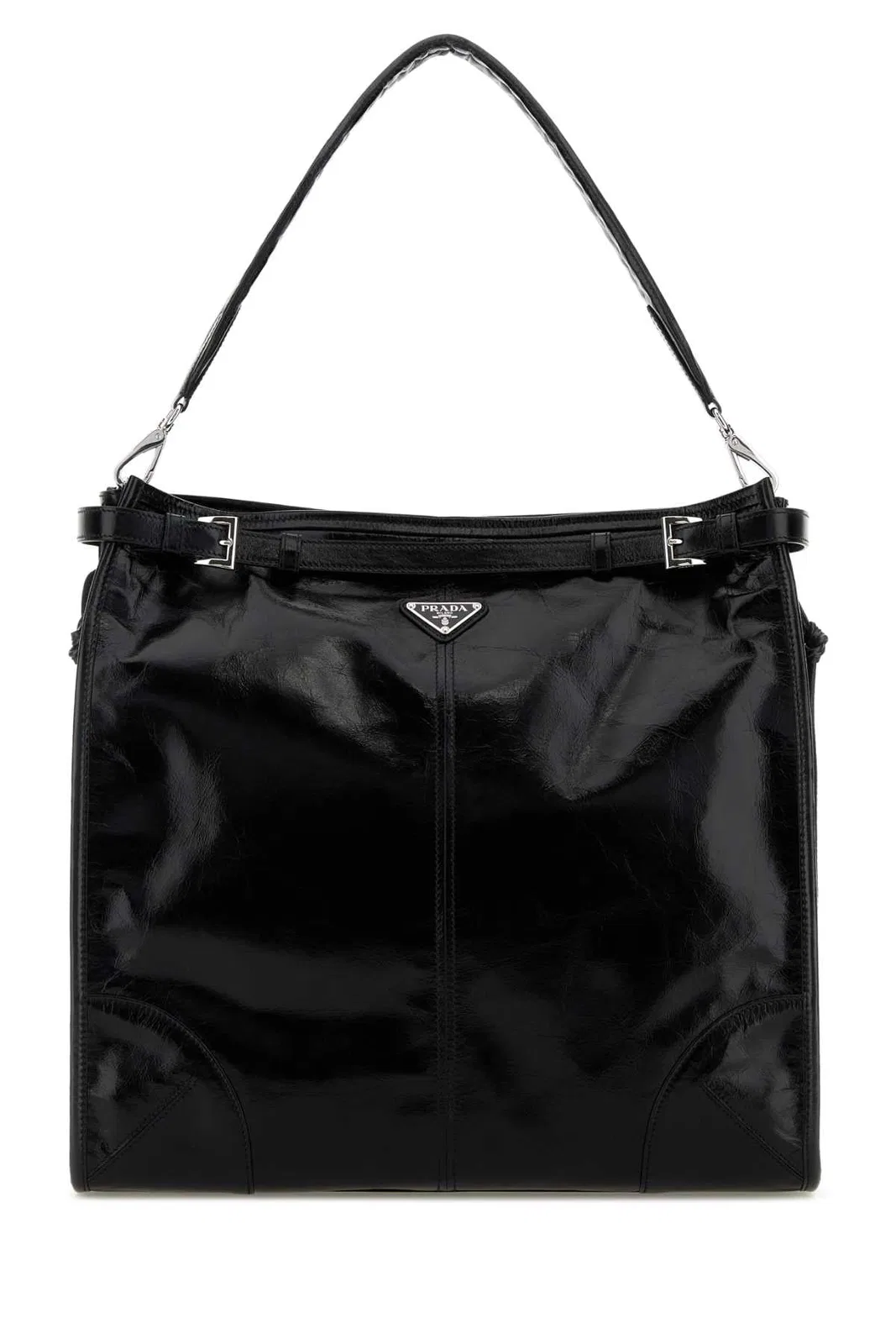 Prada Black Leather Prada Bonnie Shopping Bag