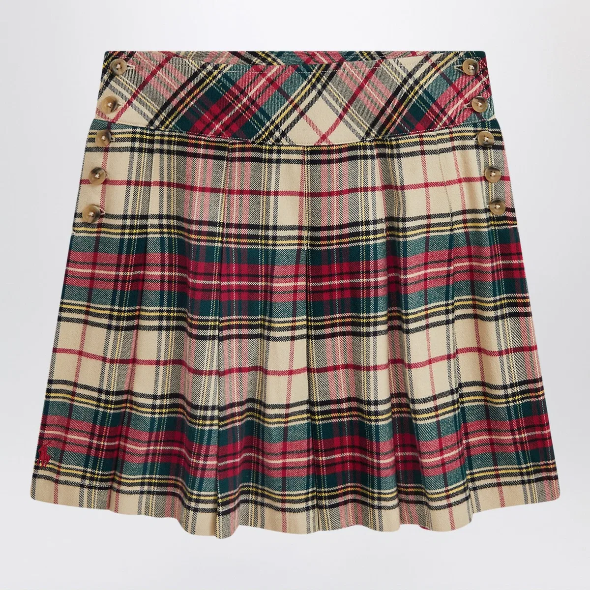 Polo Ralph Lauren Cream/Red Cotton Twill Tartan Skirt