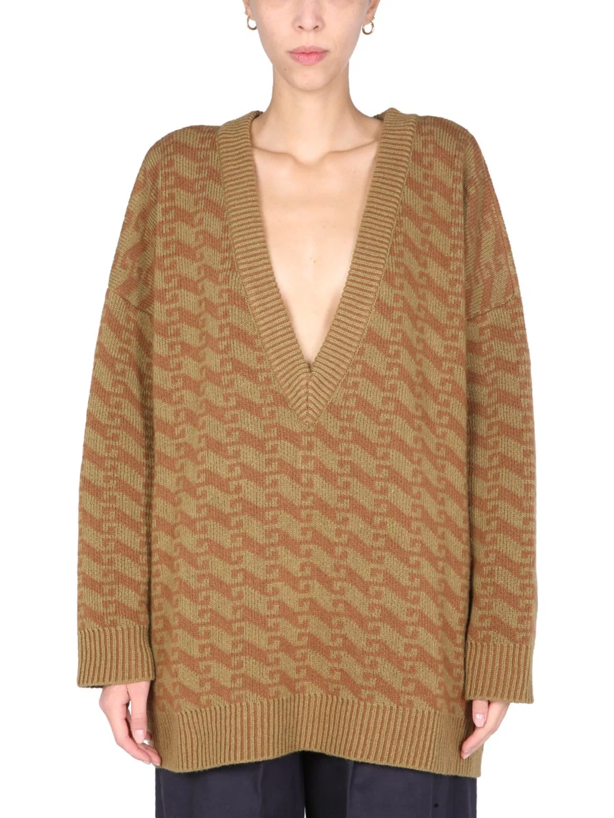 Jejia V-Neck Jacquard Sweater
