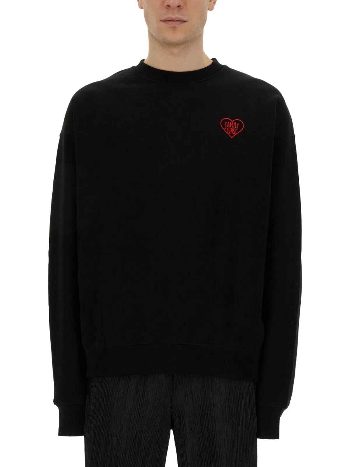 Family First Sweatshirt With Heart Embroidery