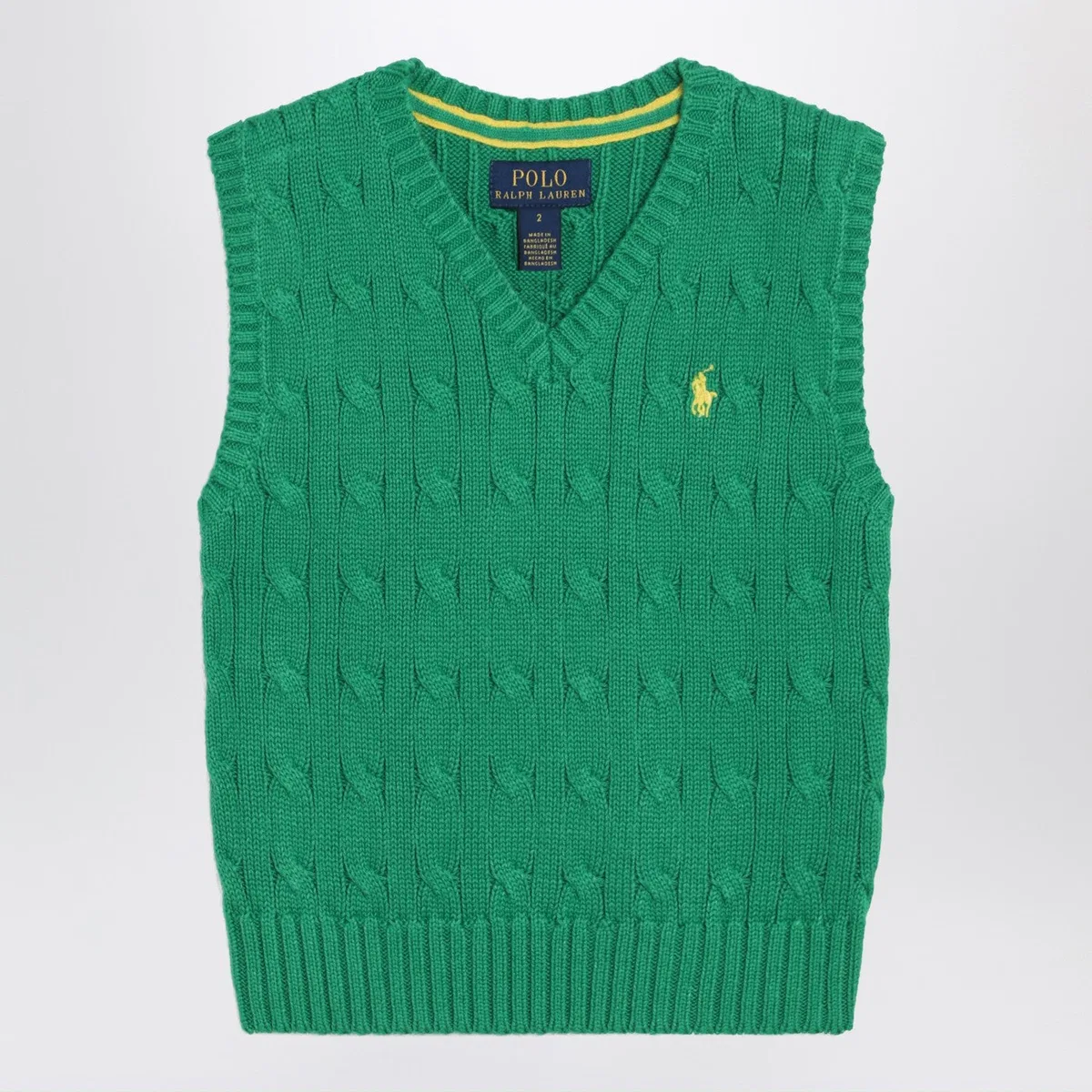 Polo Ralph Lauren Green Cable-Knit Cotton Vest
