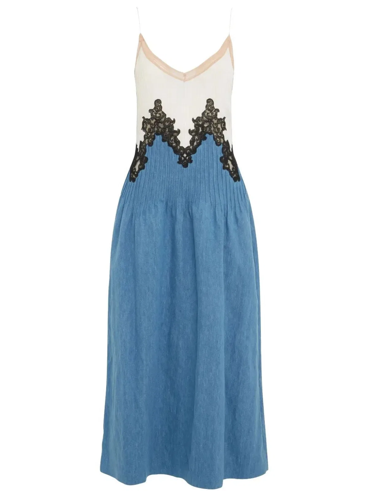 Gabriela Hearst Althea Long Blue Lace Dress
