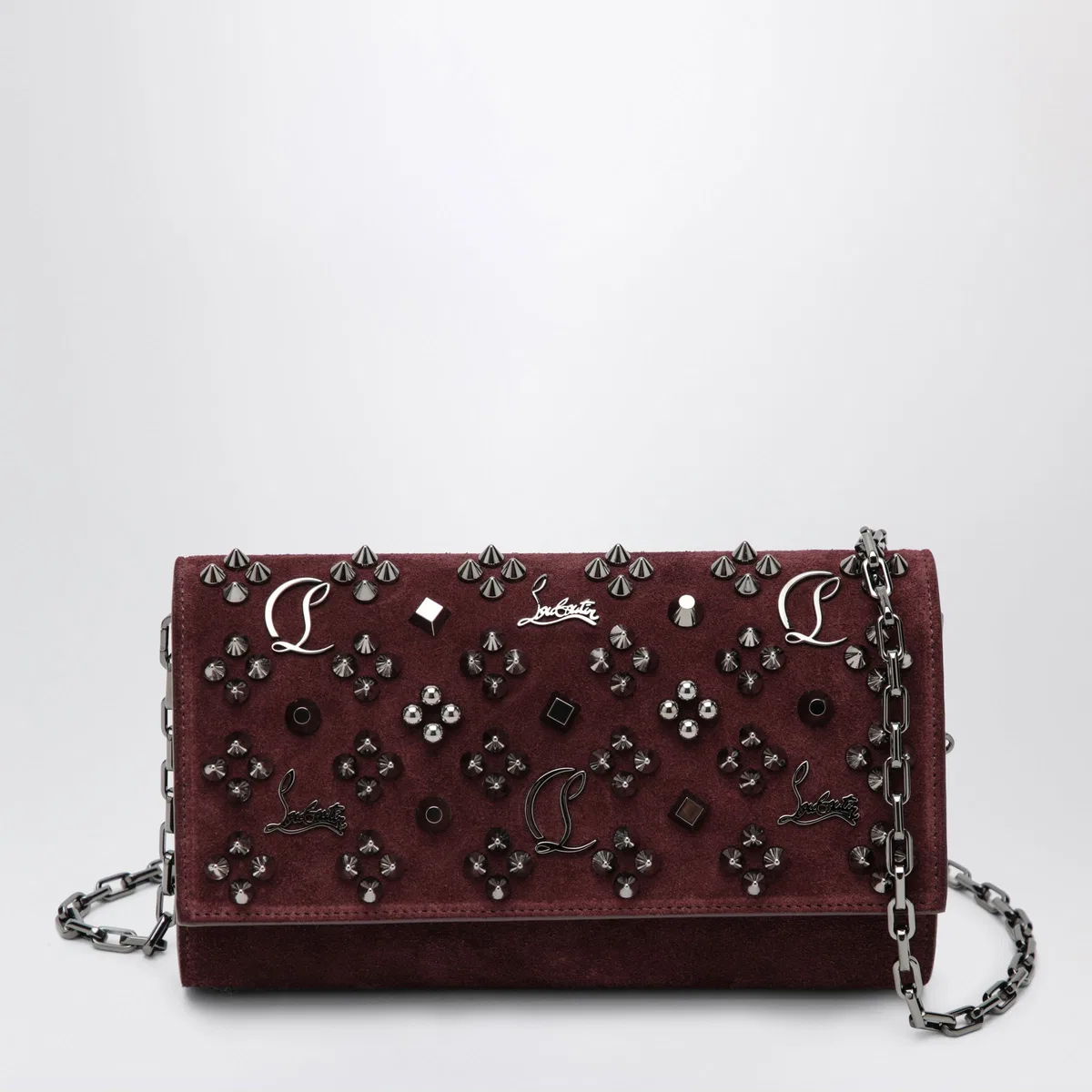 Christian louboutin Paloma Studded Suede Wallet On Chain Bur