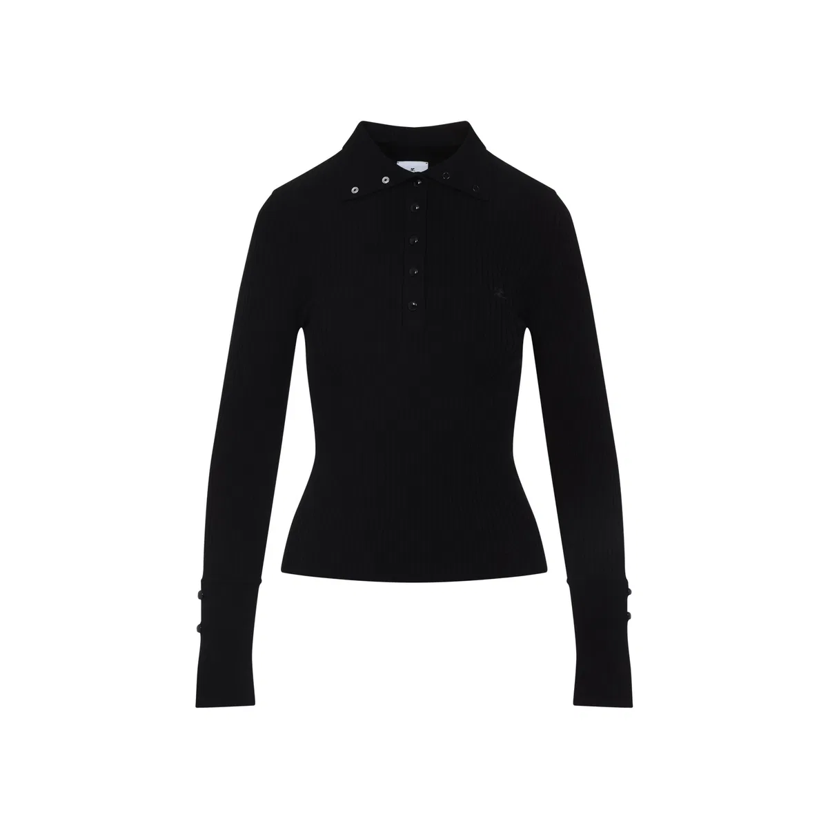 Courreges Courregès Black Viscose Blend Polo Shirt
