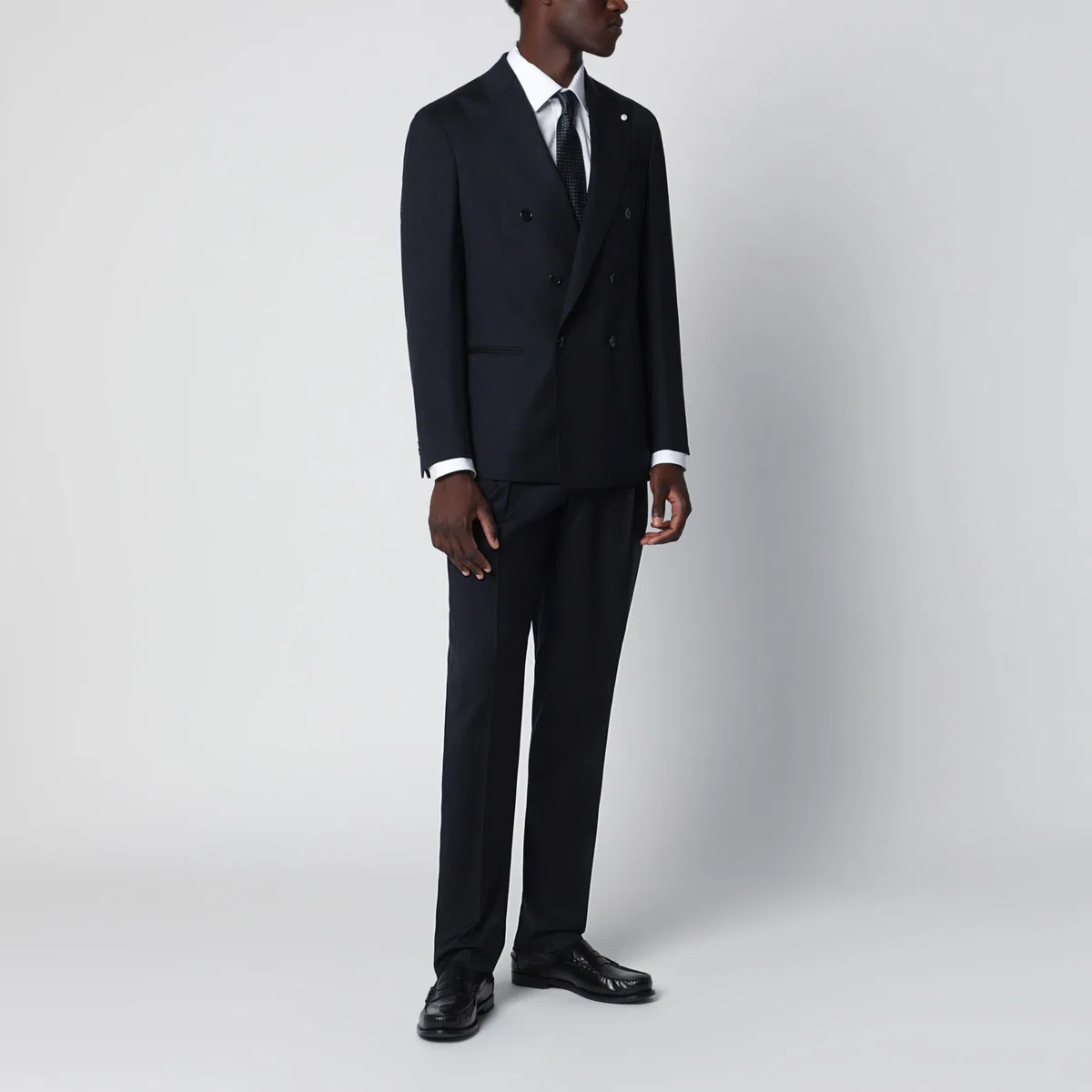 Luigi Bianchi Double-Breasted Blue Wool Suit