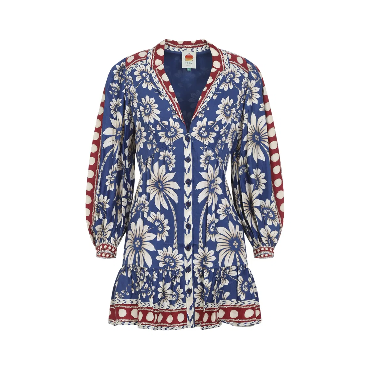 Farm rio Luna Blue Viscose Mini Dress