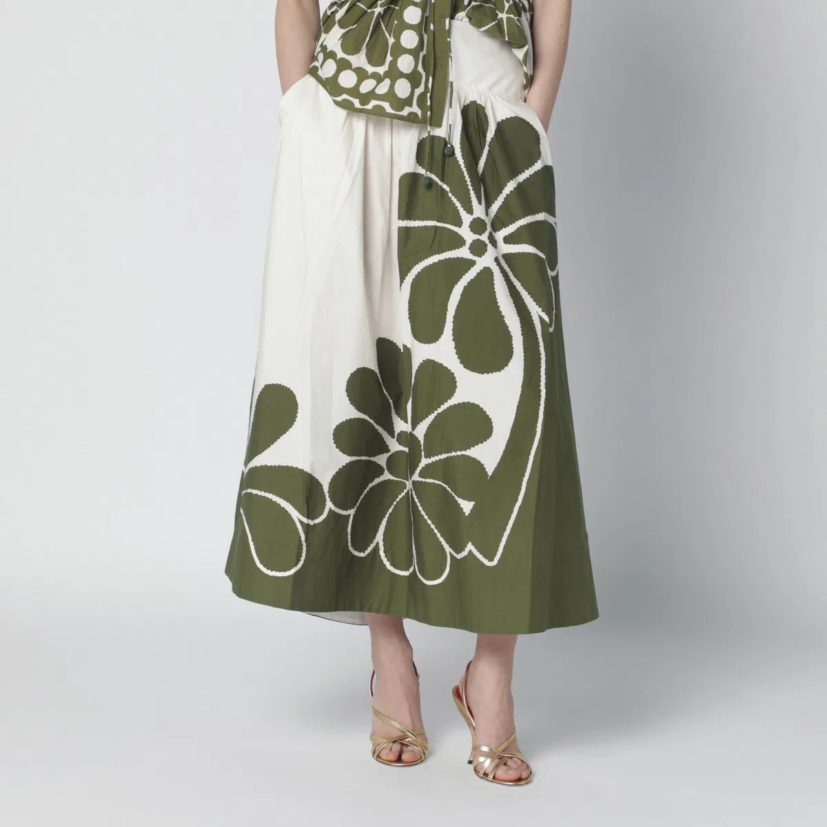 Farm rio Palermo Maxi Skirt With Green Print