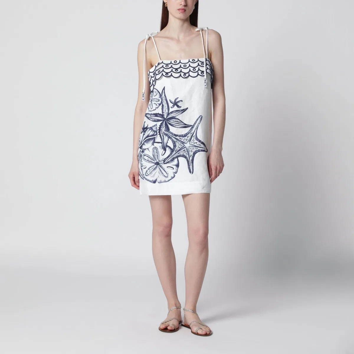 Farm rio Coast Stars Printed Linen Midi Dress