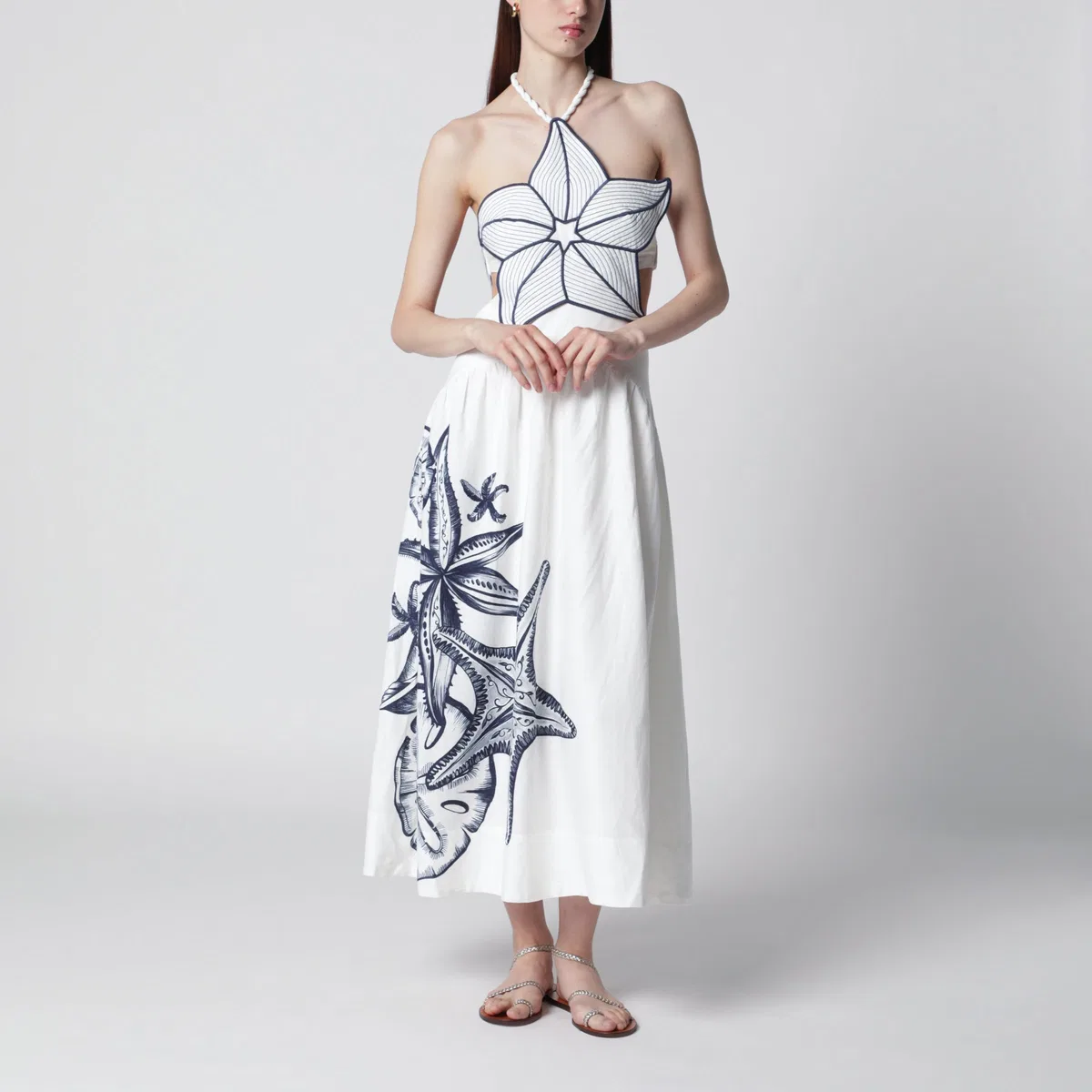 Farm rio Coast Stars Printed Linen Midi Dress