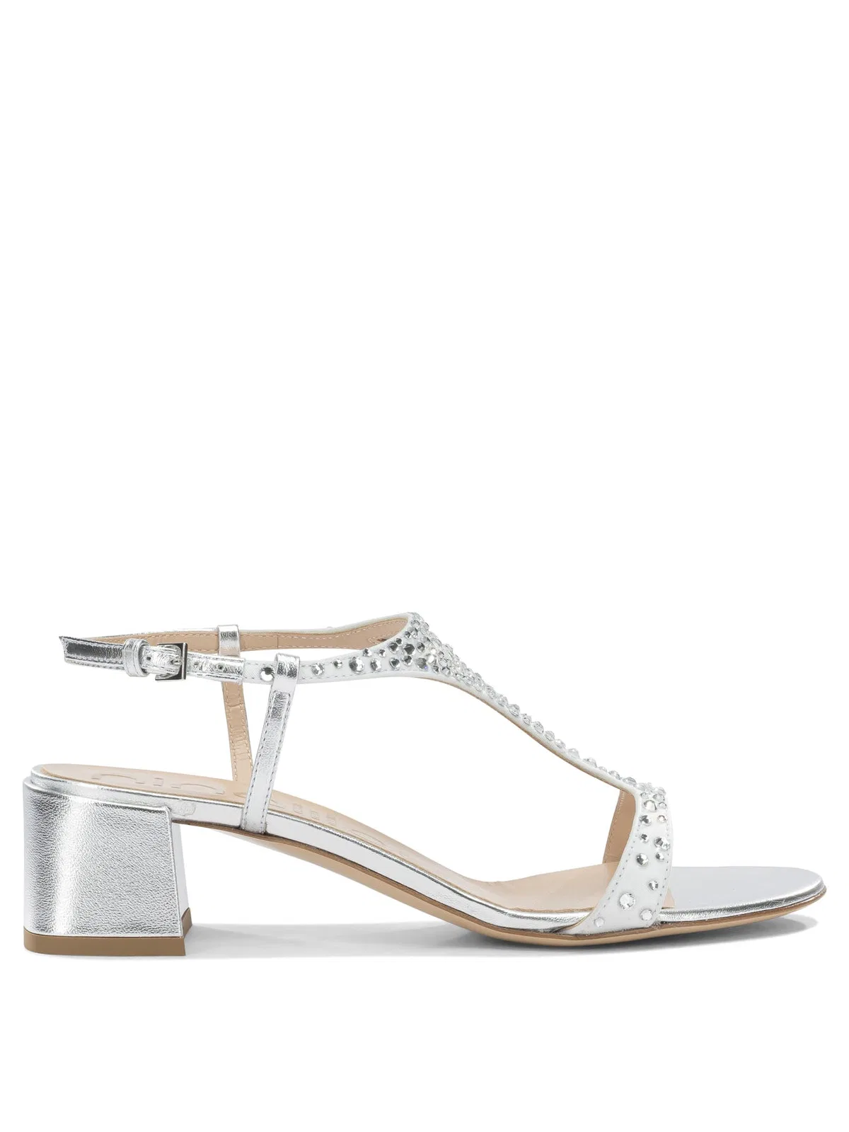 Ninalilou Silver Crystals Leather Sandals