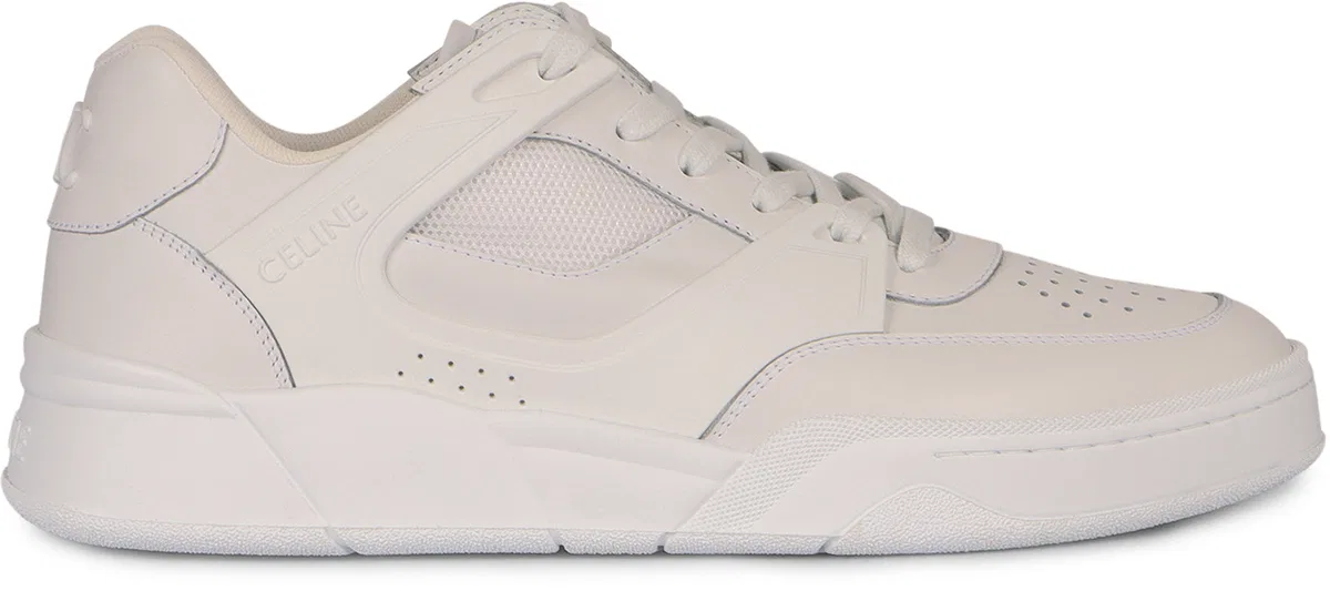 Celine White Ct-09 Leather, Rubber And Mesh Sne
