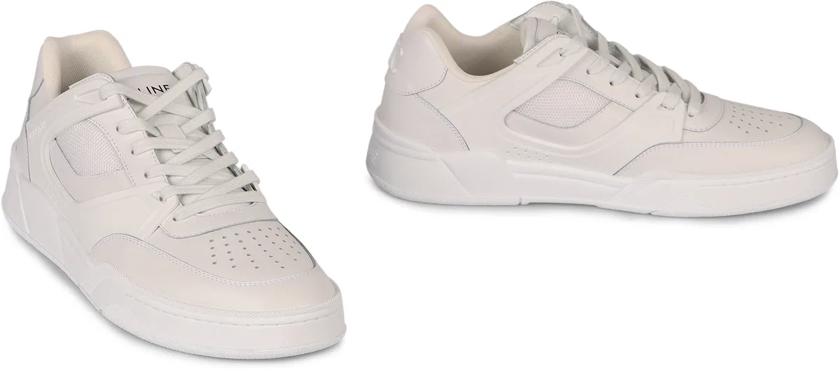 Celine White Ct-09 Leather, Rubber And Mesh Sne