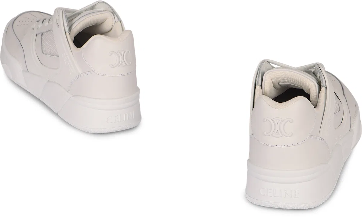 Celine White Ct-09 Leather, Rubber And Mesh Sne
