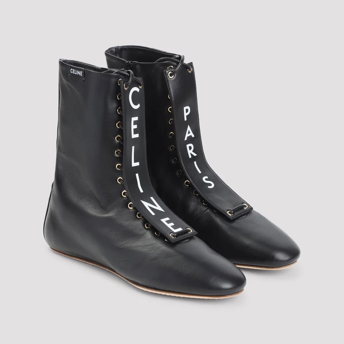 Celine Black Lace-Up Boot
