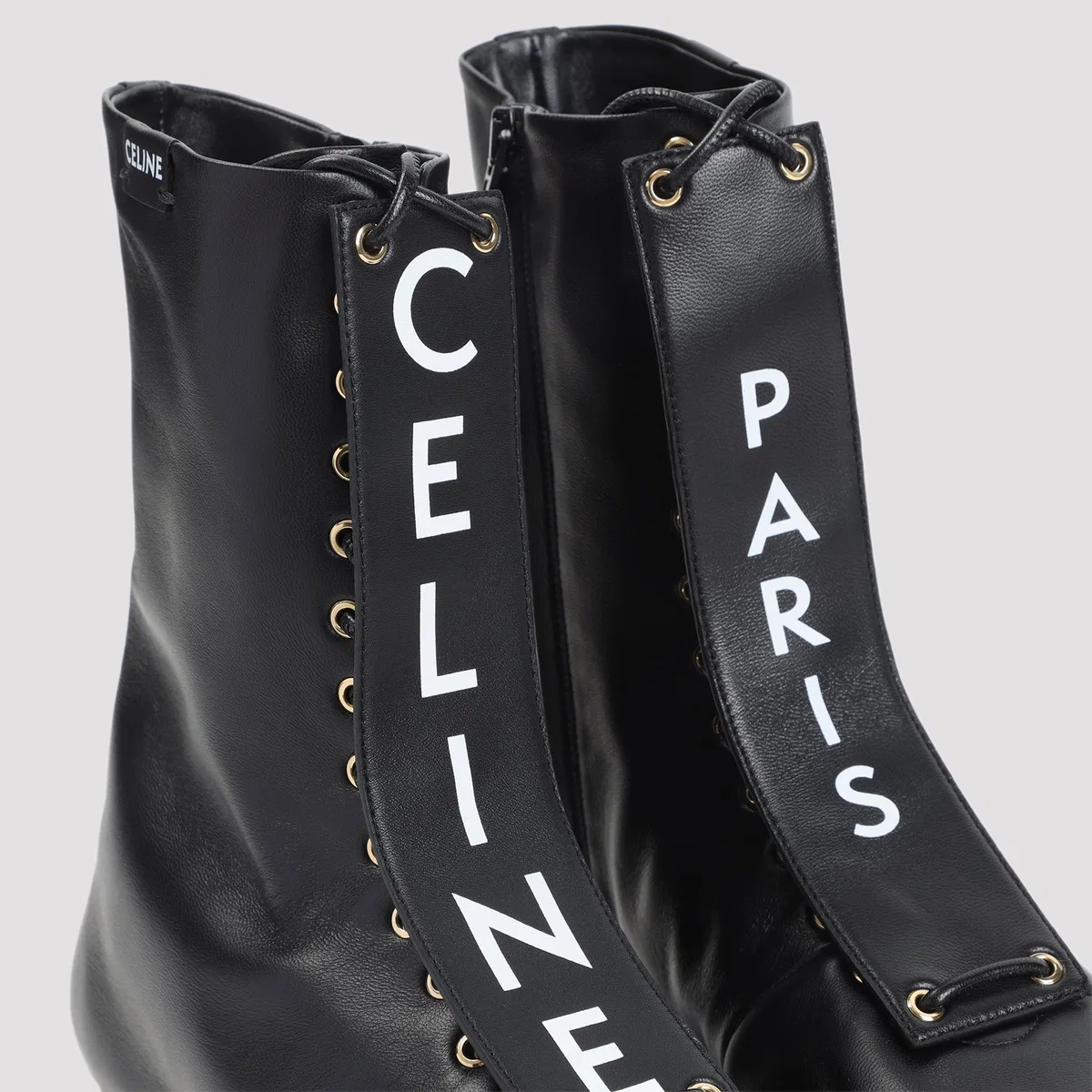 Celine Black Lace-Up Boot