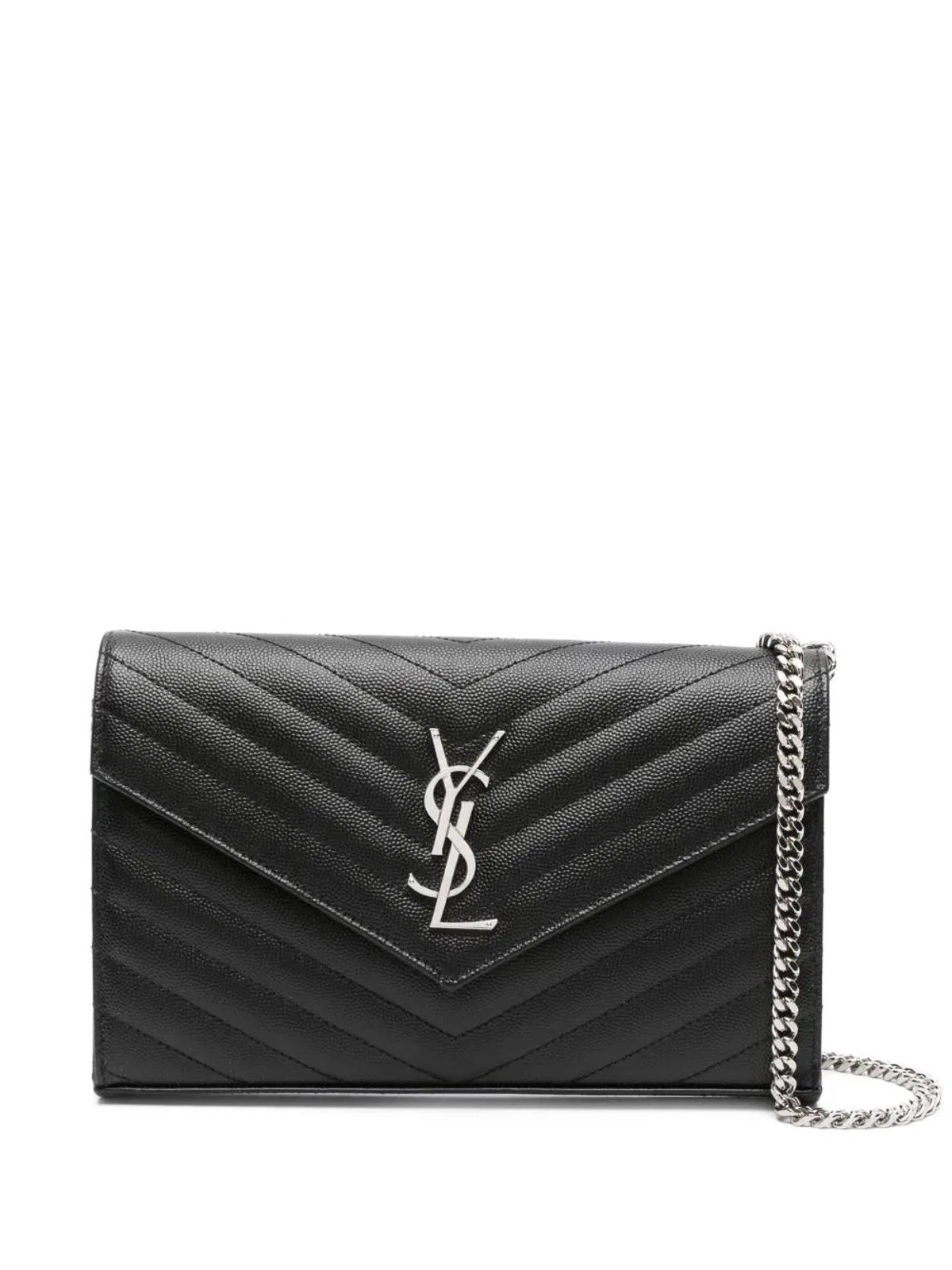 Saint Laurent Classic Cassandre Chain Wallet In Grain 