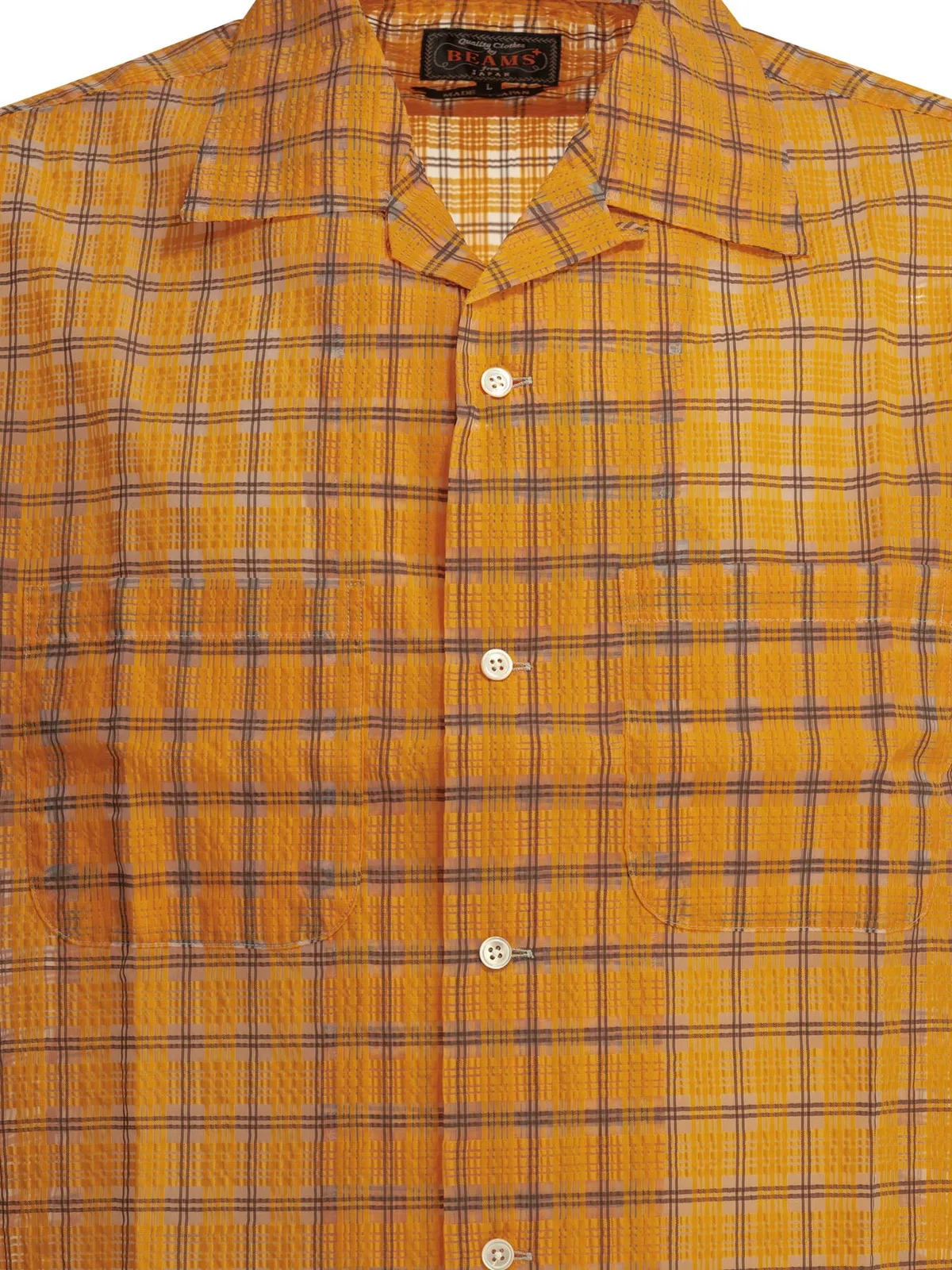 Beams Plus "Open Collar Nylon Airy Plaid" Casual Sh